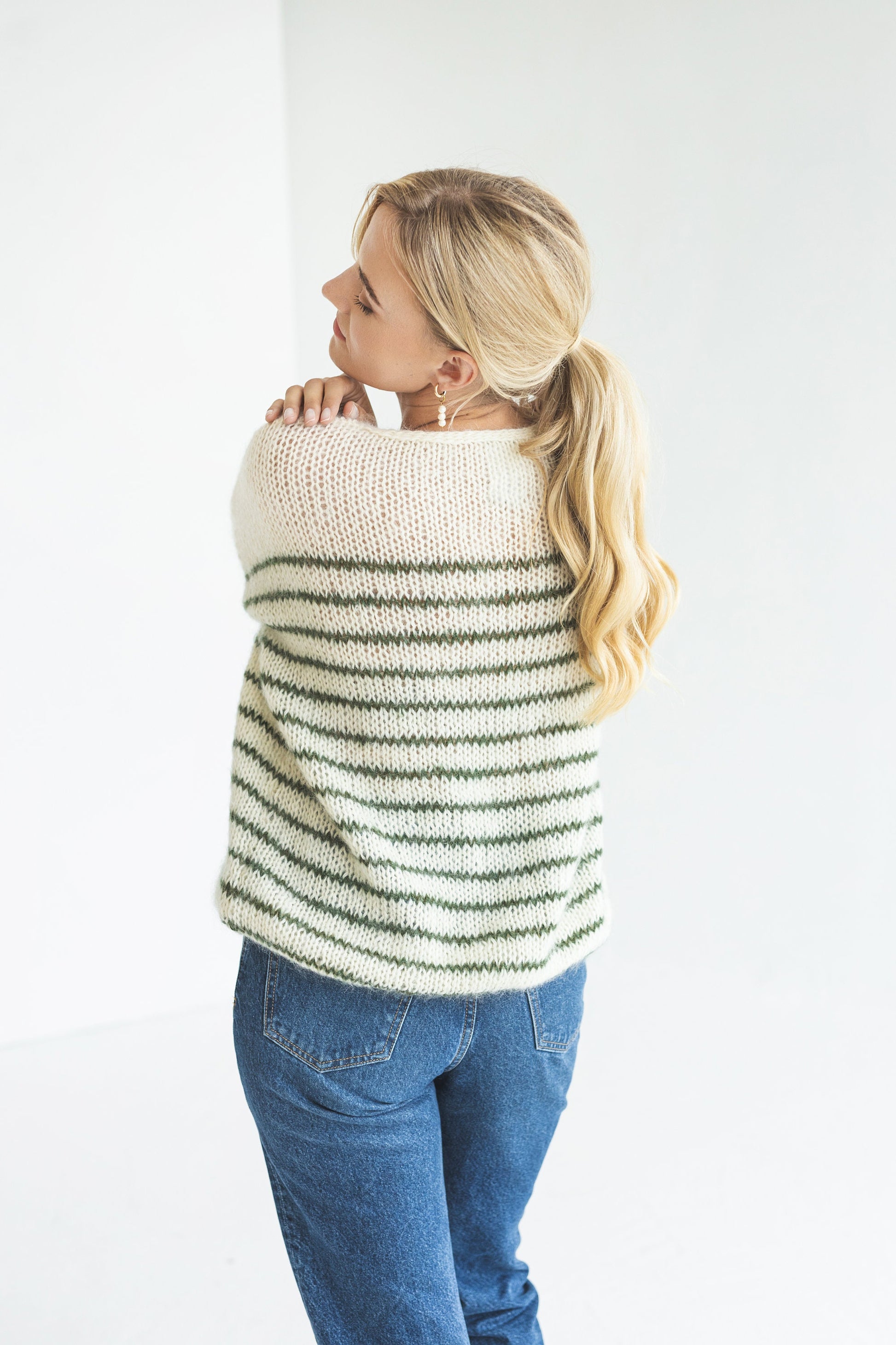 Green striped mohair sweater