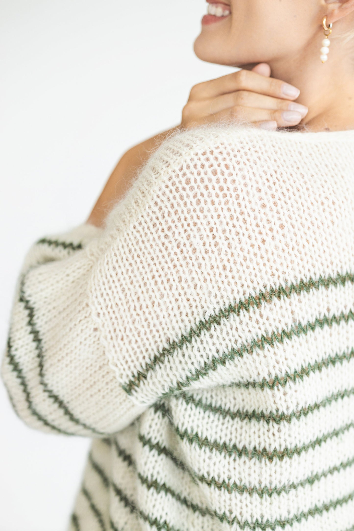 Green striped mohair jumper