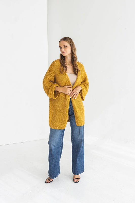 Mustard yellow kimono mohair cardigan