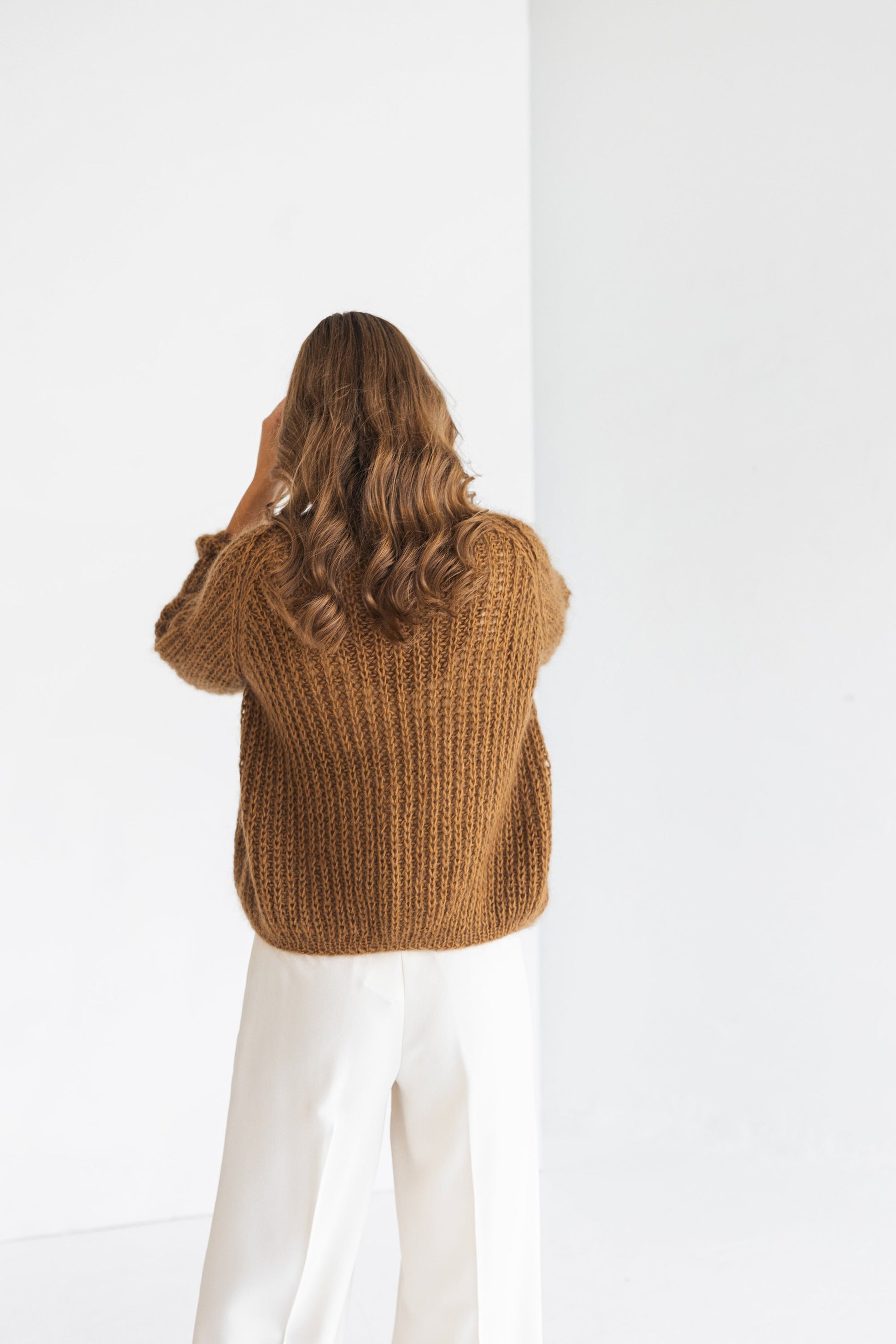 Camel mohair cardigan, brown chunky knit alpaca wool blend sweater, oversized fuzzy taupe cardigan, fluffy thick knitted caramel cardigan