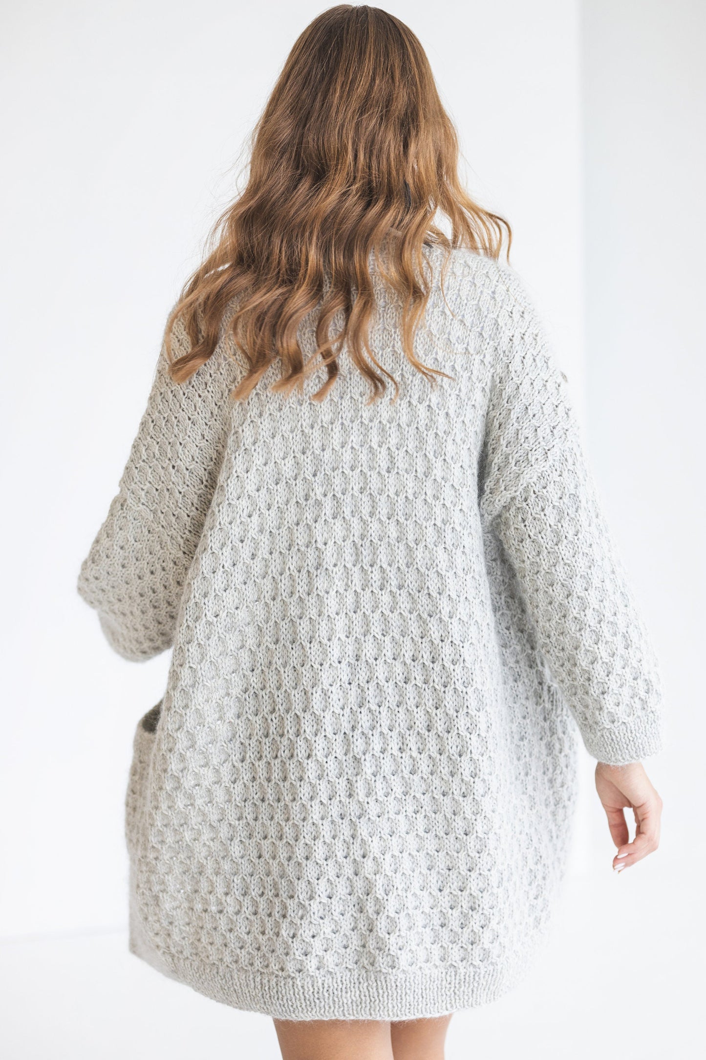 Light gray mohair cardigan with pockets