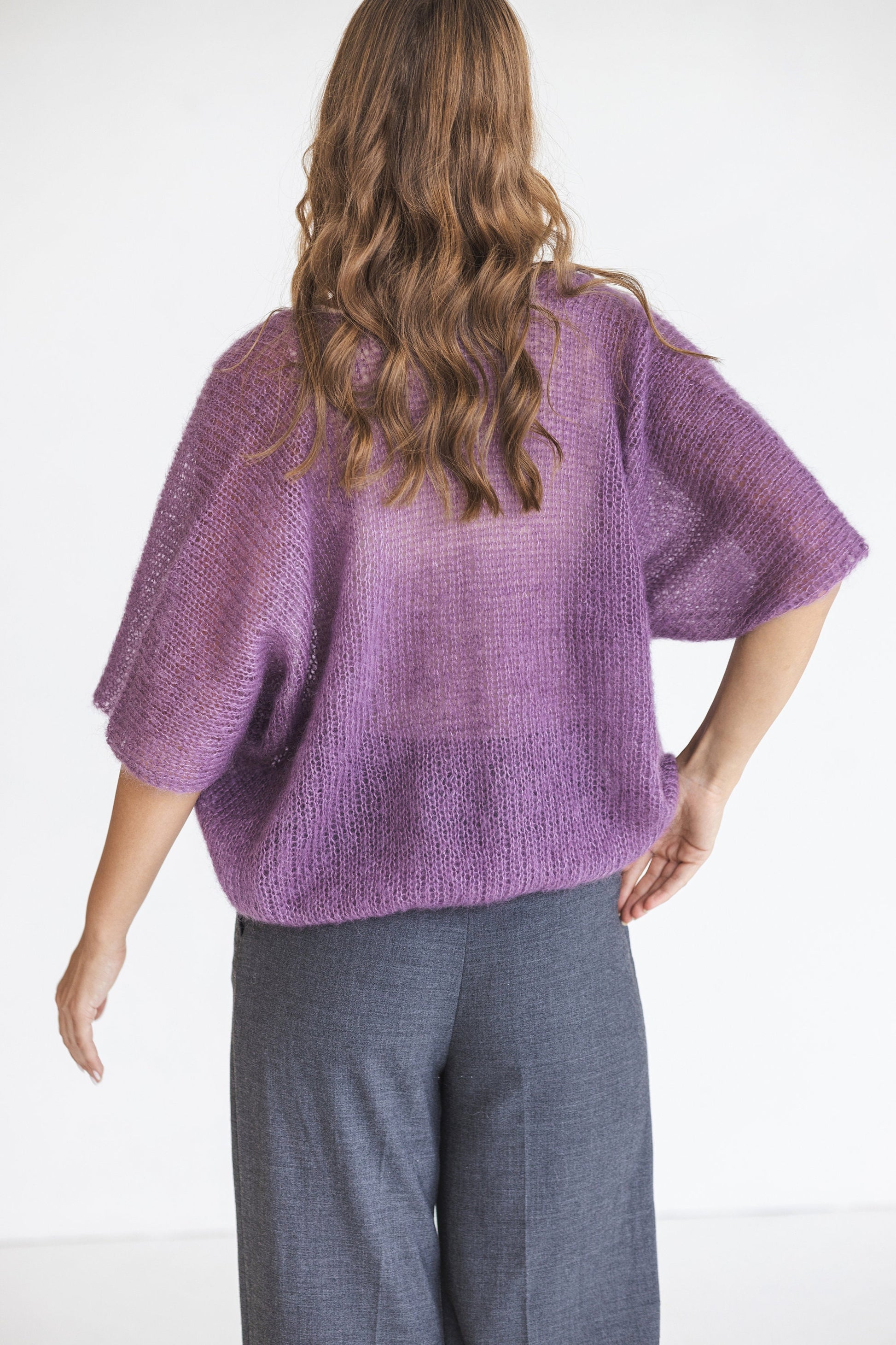 Purple mohair knit blouse
