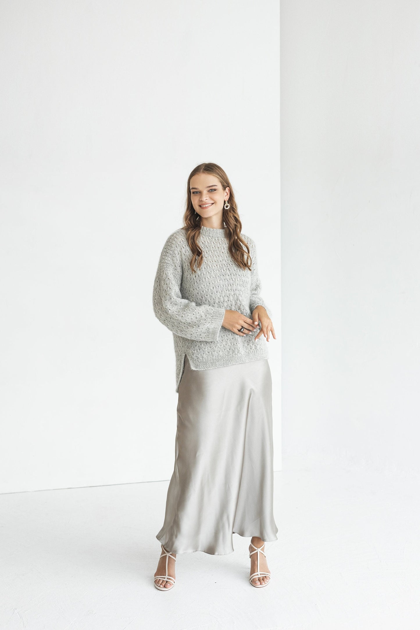 Gray alpaca and mohair pullover