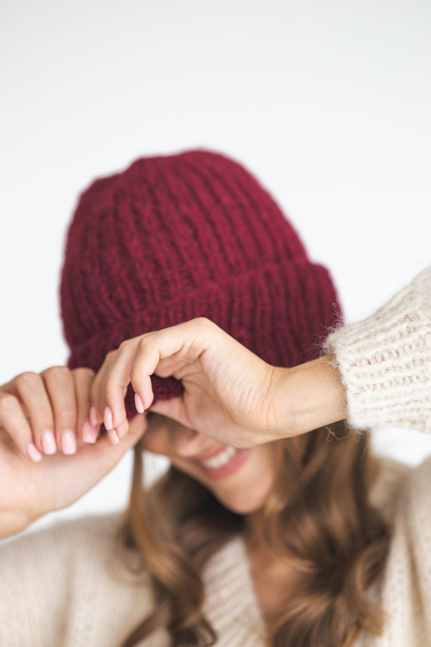 Bordeaux ribbed alpaca beanie, burgundy wine color women knitted hat, maroon winter cable knit wool beanie, fisherman unisex skull cap, gift