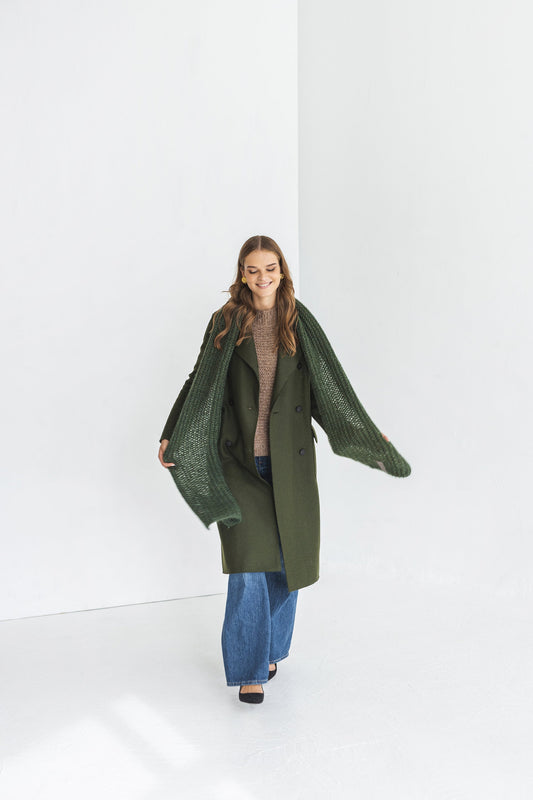 Green knit mohair scarf