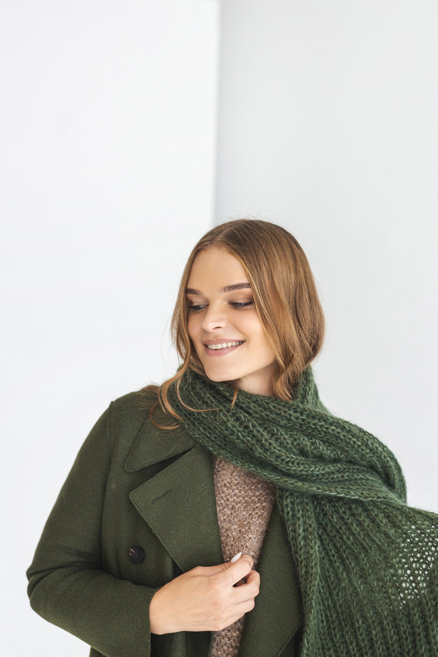 Green knit mohair scarf