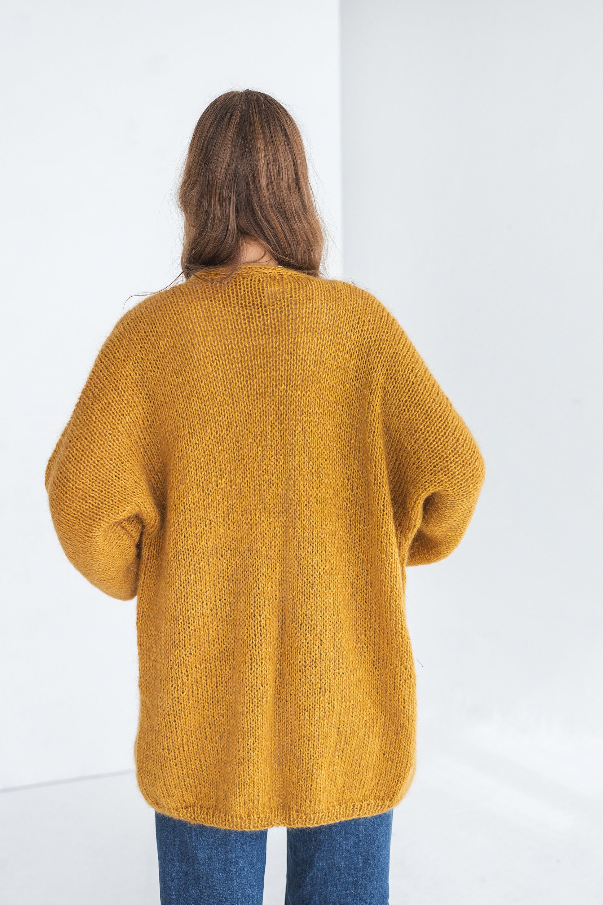 Mustard yellow kimono mohair cardigan