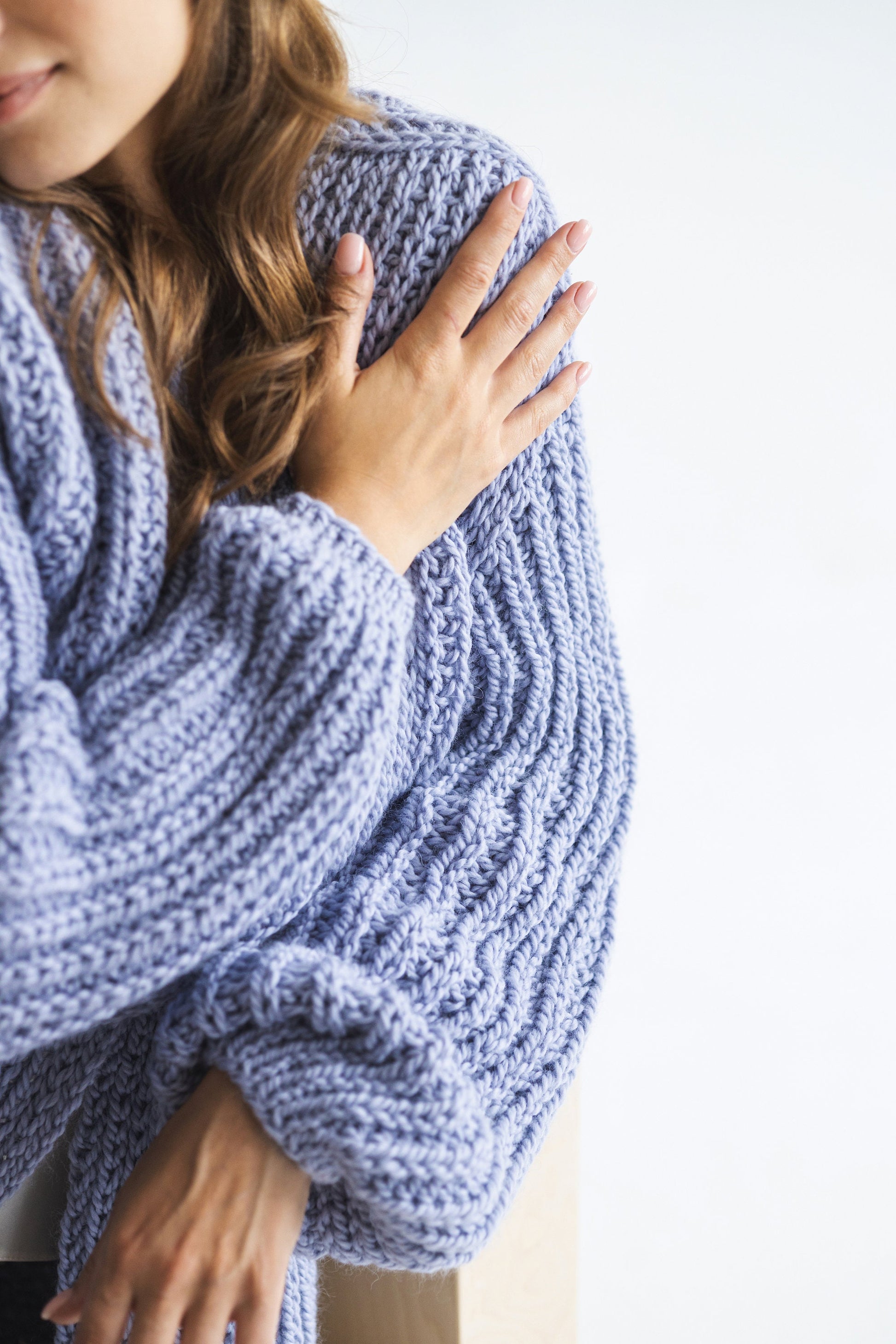 Light Blue Super Chunky Knit Alpaca Wool Cardigan, Sky Blue Cable Knitted Women&#39;s Sweater, Ice Blue Oversized Thick Bomber For Woman, Gift