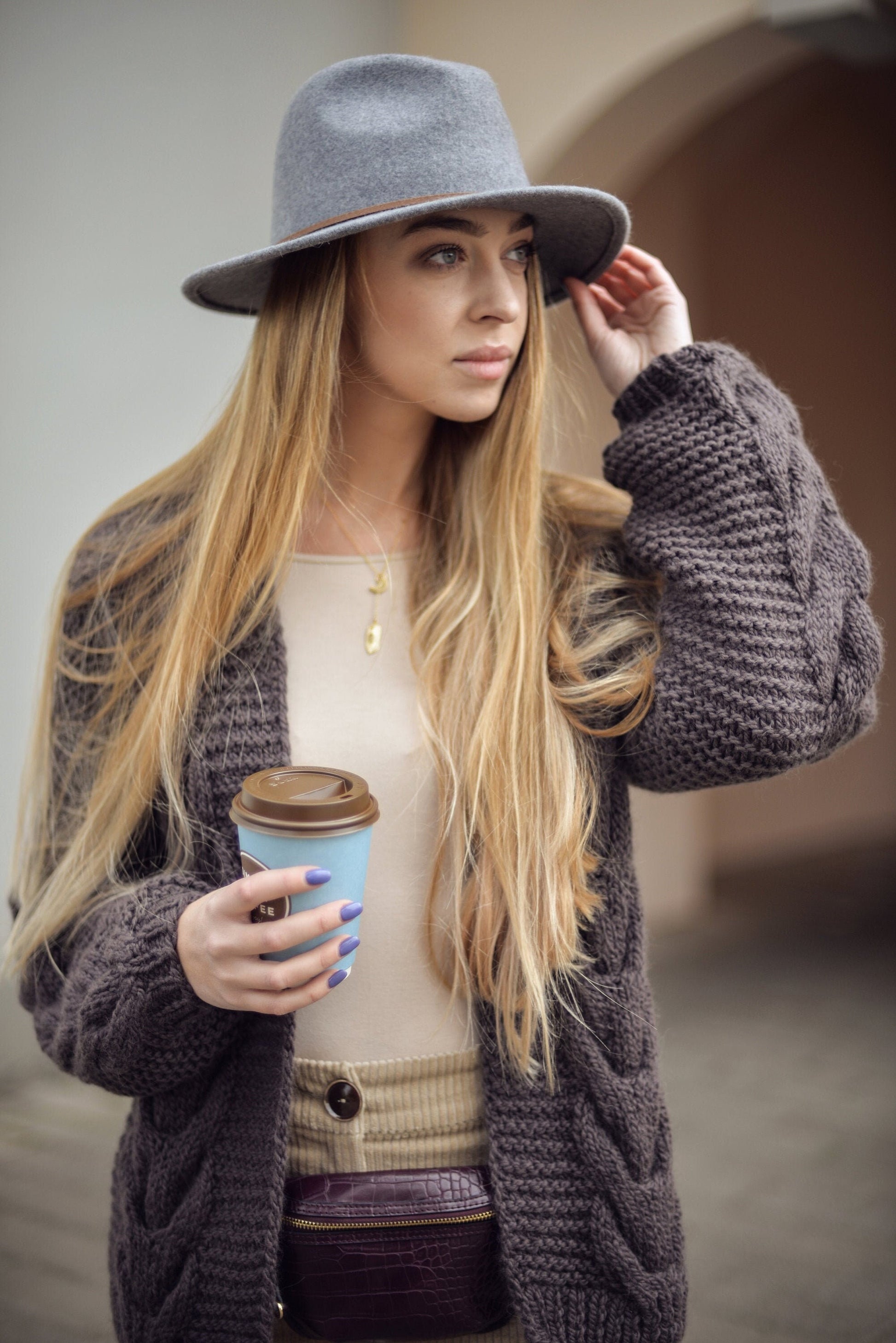 Brown super chunky knit alpaca wool cardigan with brains, slightly oversized cable knitted sweater, handmade chocolate boho bomber jacket