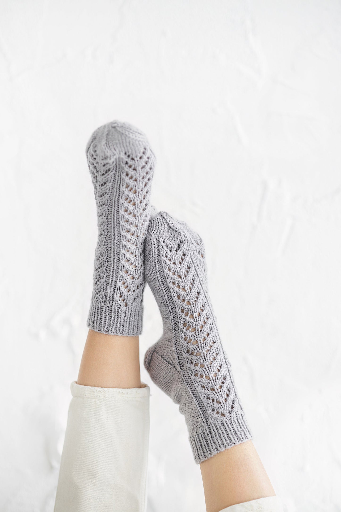 Knitted alpaca wool socks for woman, hand made cable knit gray boots socks with ornaments, handmade woollen socks for women, gift for friend