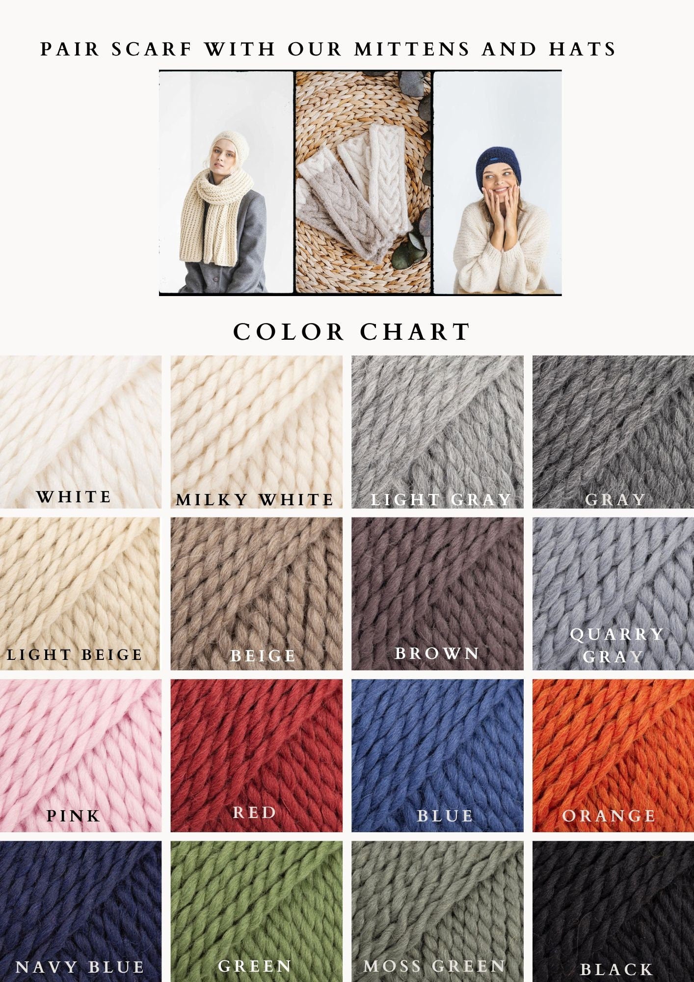 READY TO SHIP. Knit hat and scarf set. Lovely women's alpaca scarf and alpaca hat. Chunky scarf and beanie white hat.