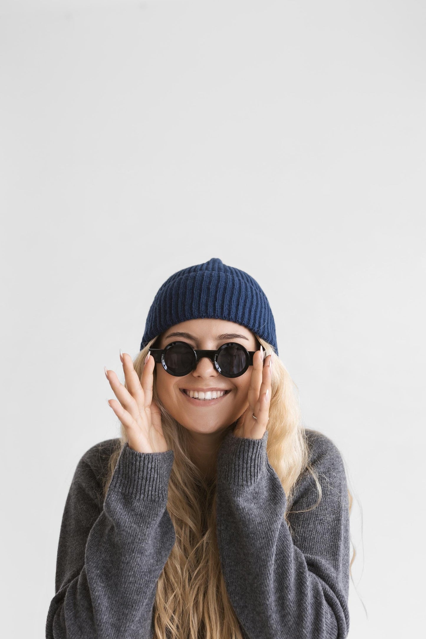 Navy blue knitted merino wool and cashmere hat for women, indigo women&#39;s knit minimalist beanie, classy minimal denim blue hat, perfect gift