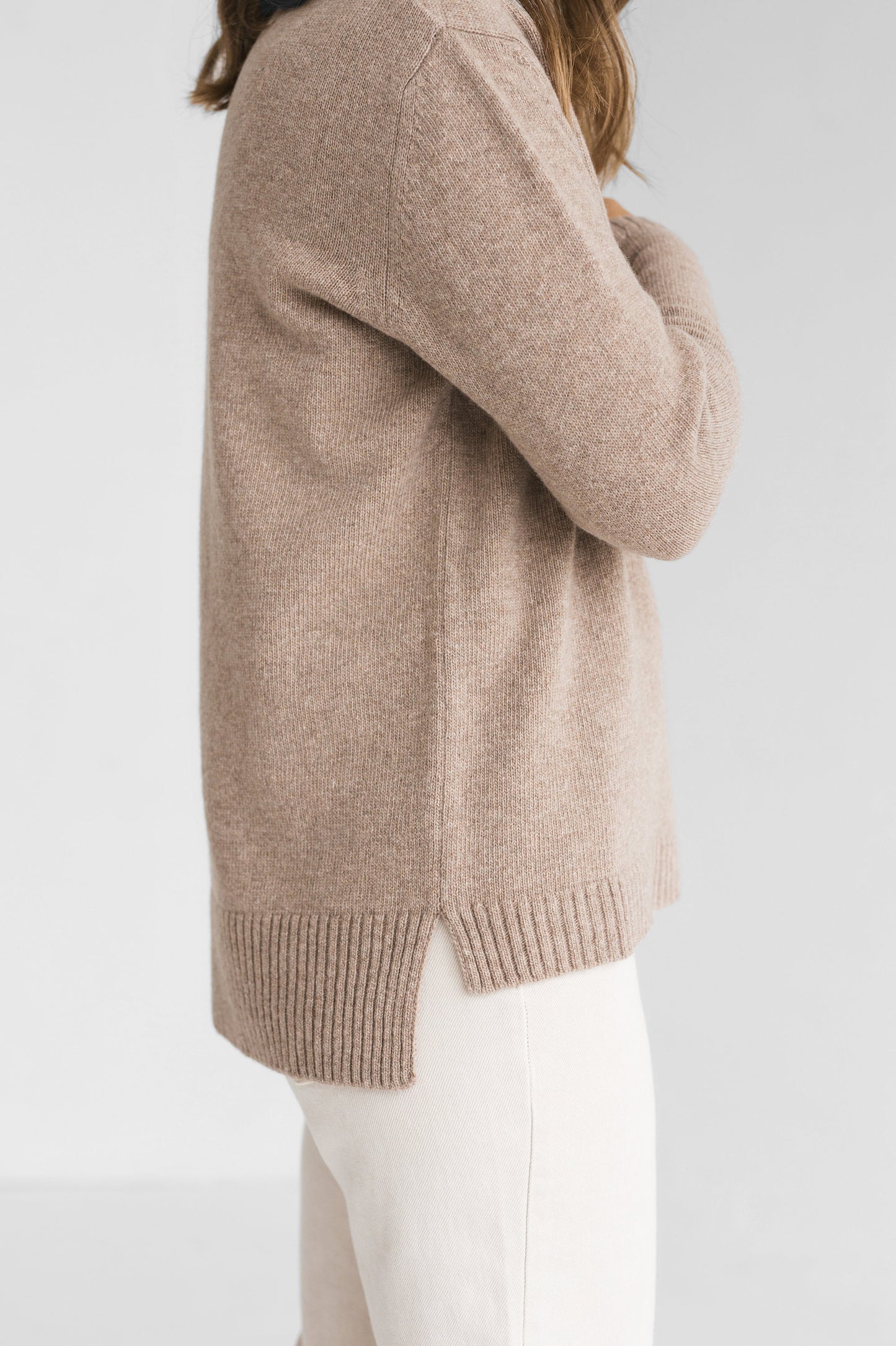 Gray Merino Wool and Cashmere Sweater