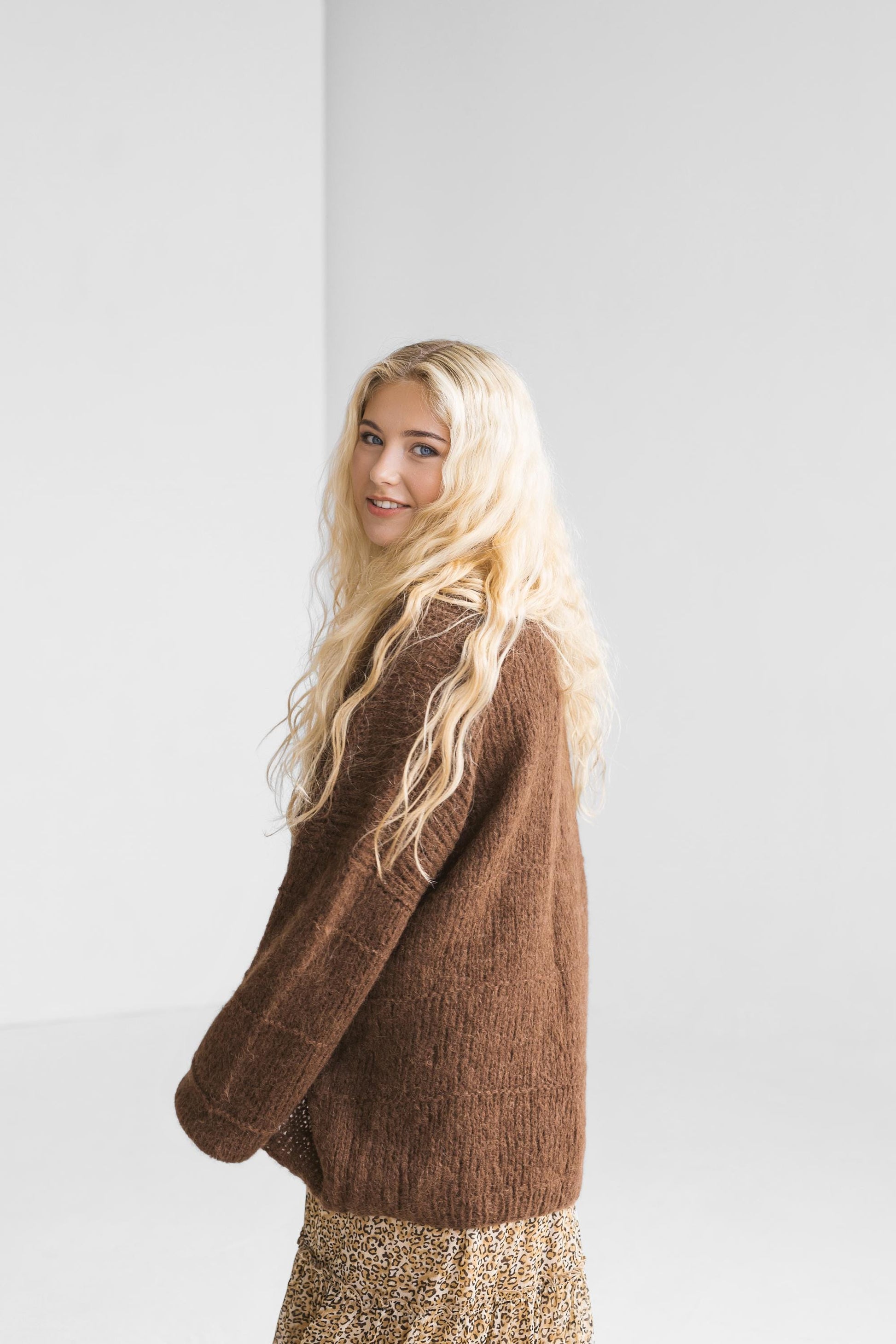 Chocolate brown alpaca wool and silk cable knit cardigan, coffee brown chunky knitted lightweight loose sweater, slightly oversized classic