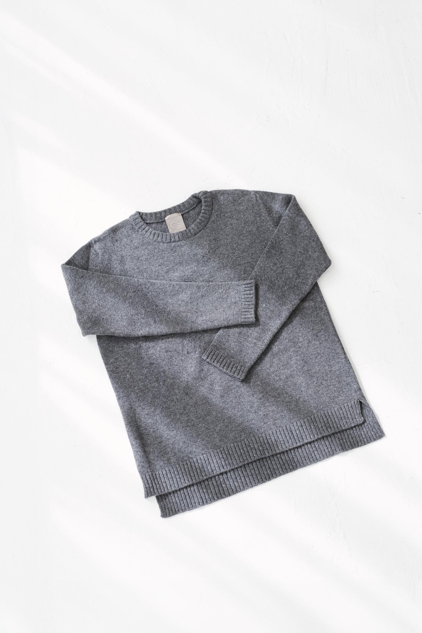 Gray Merino Wool and Cashmere Sweater