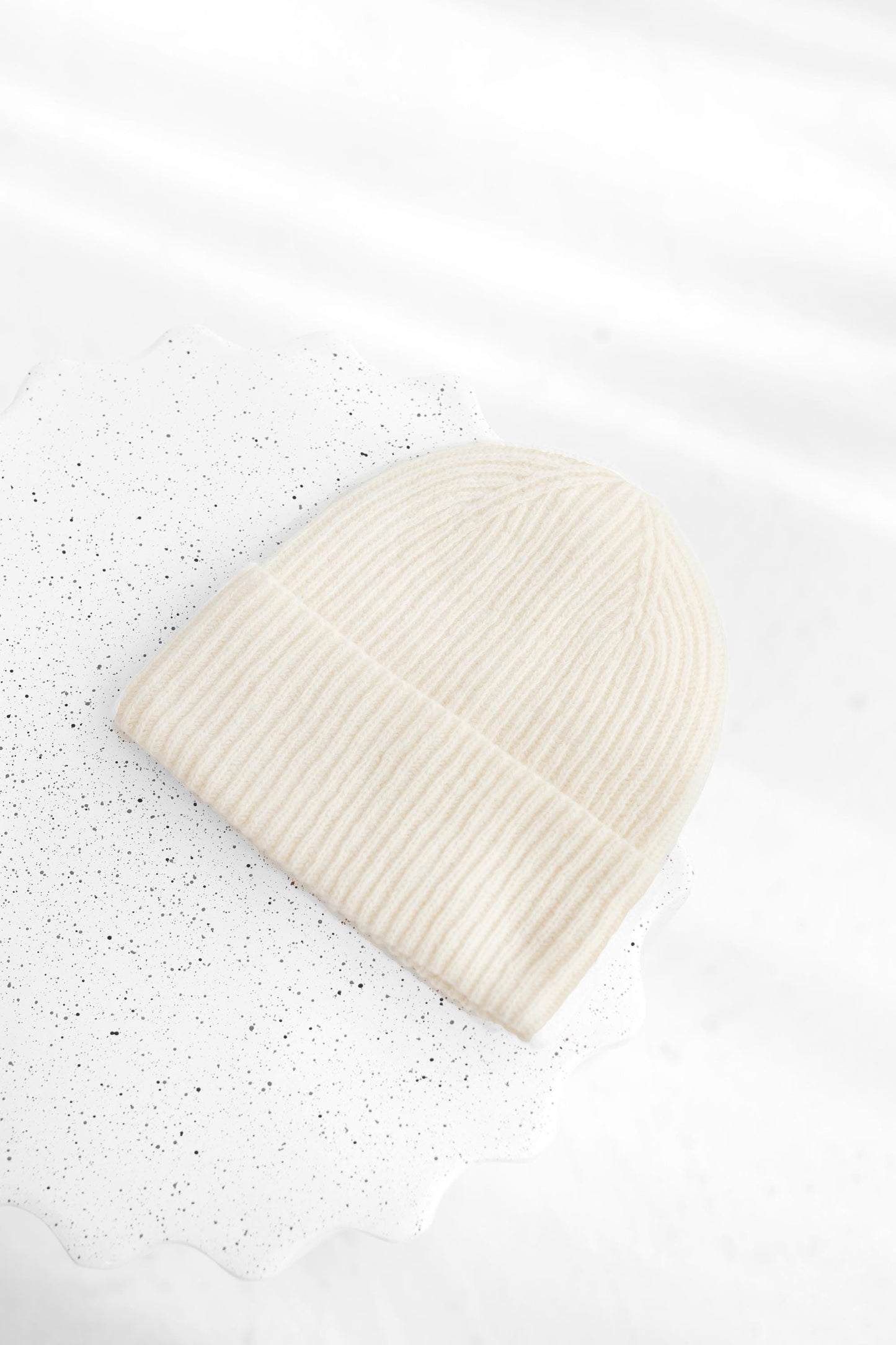 White knitted merino wool and cashmere hat for women, milky ribbed knit minimalist beanie, ivory classy winter fall warm hat, perfect gift