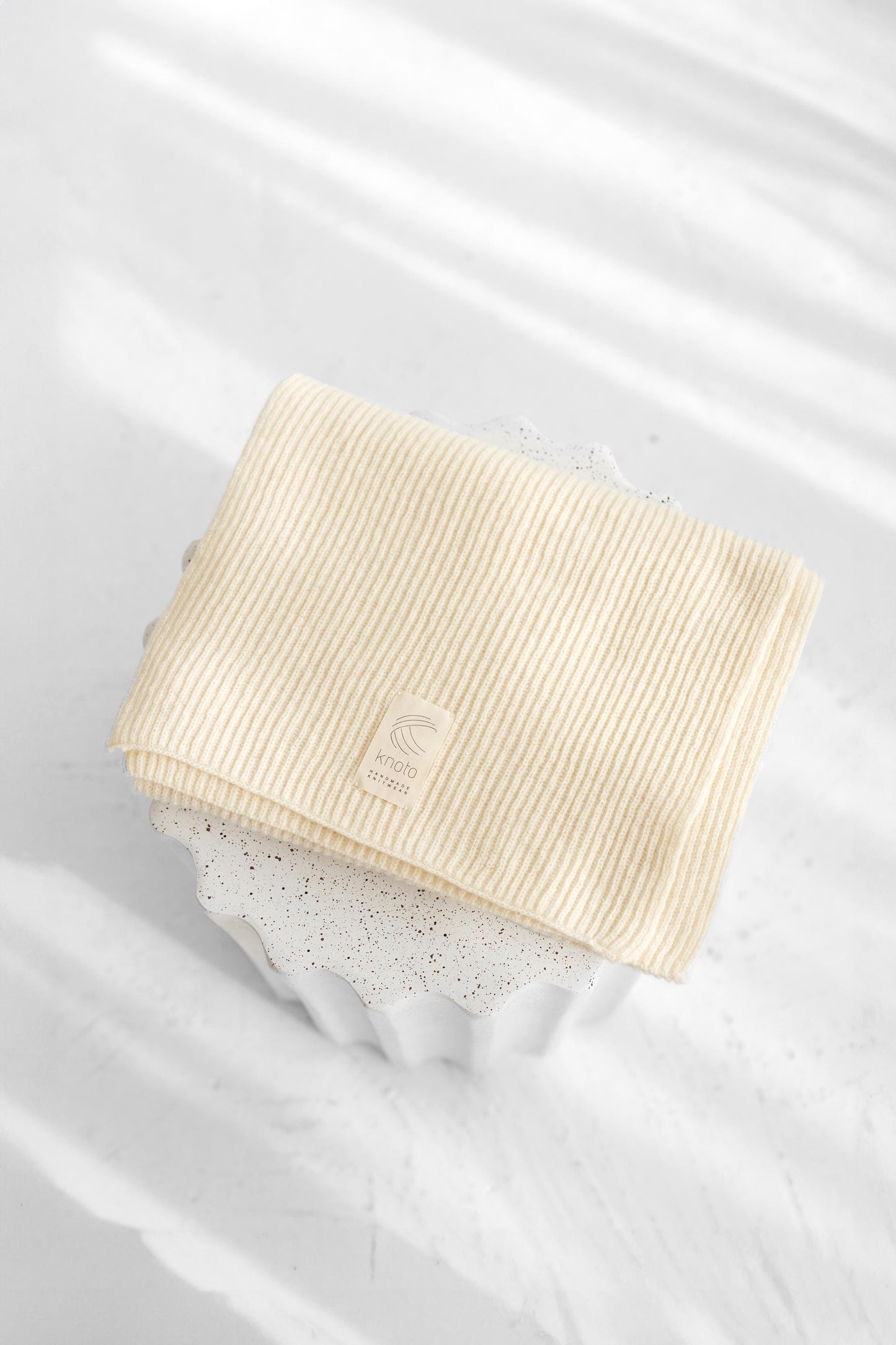 White knitted merino wool and cashmere women&#39;s scarf, ivory rib knit minimalist fall winter wrap, milky long unisex blanket shawl XXL, gift