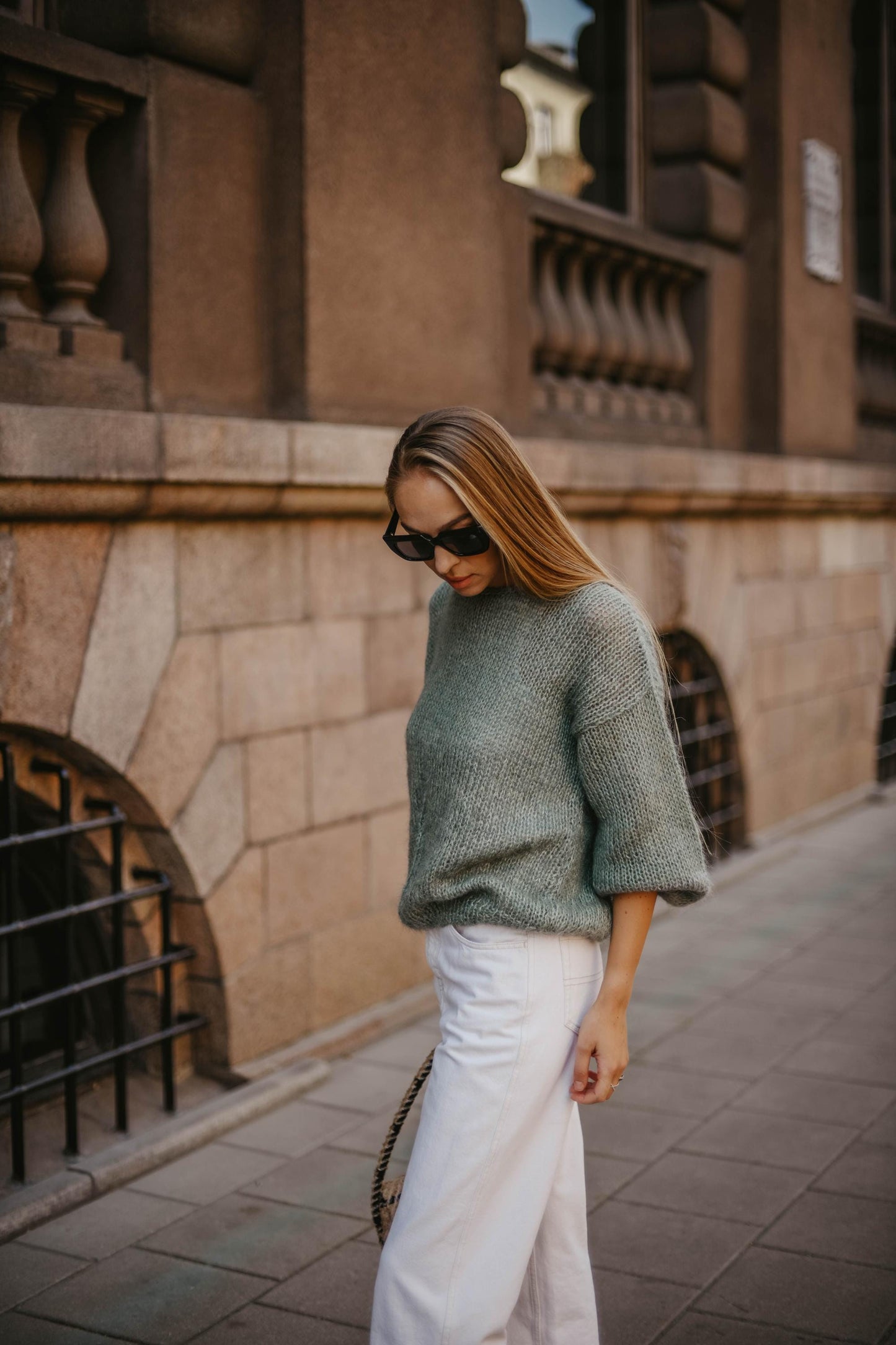 Sage green mohair chunky knitted thick sweater, sea green handmade alpaca wool blend fuzzy jumper, fluffy cable knit pullover, fall pull xxl