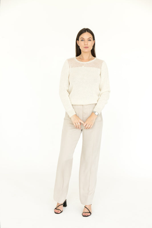 White fitted cable knit mohair blend jumper, ivory alpaca wool short hand knitted sweater, milky high-waisted handmade fall pullover, gift