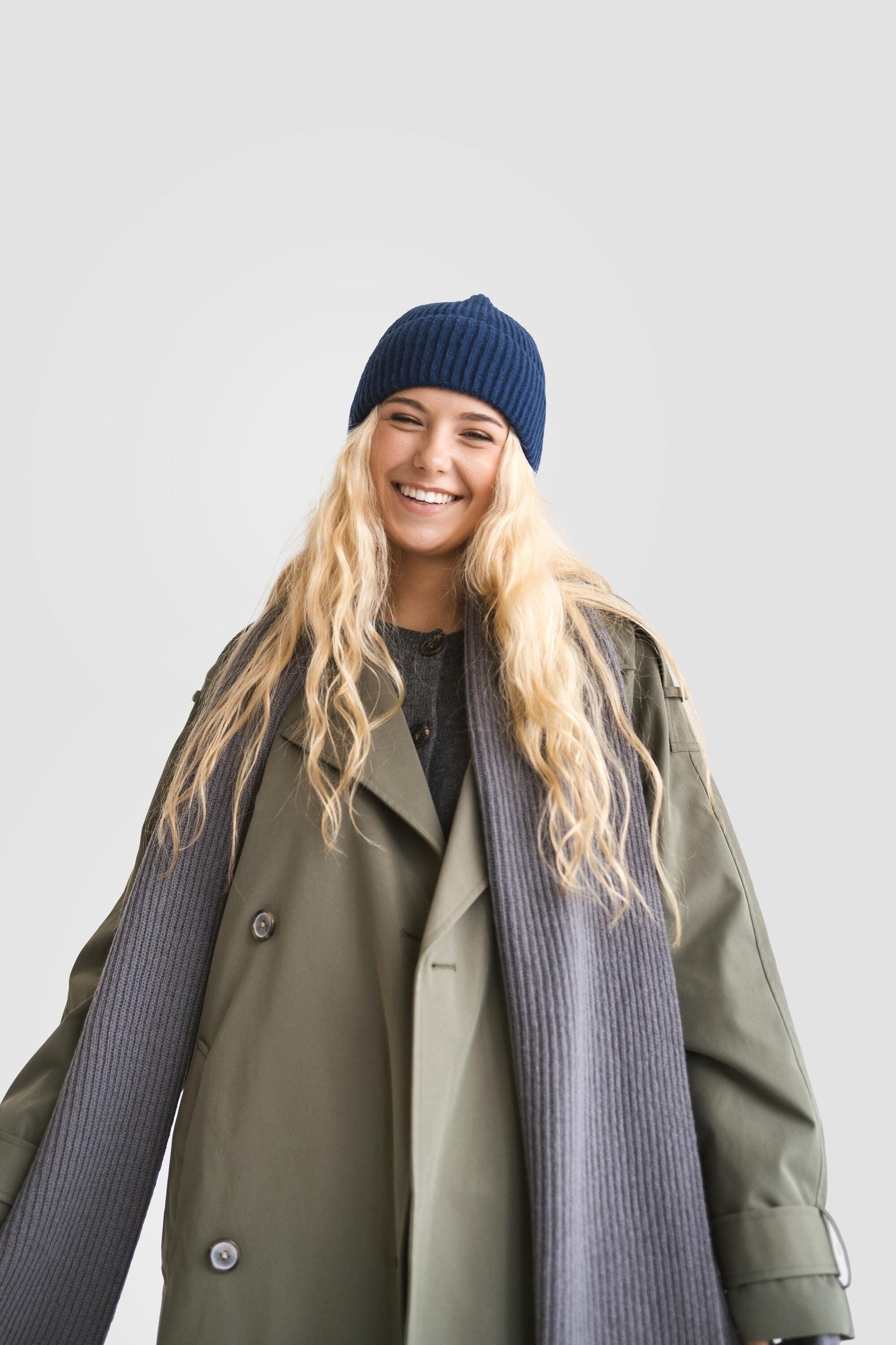 Navy blue knitted merino wool and cashmere hat for women, indigo women&#39;s knit minimalist beanie, classy minimal denim blue hat, perfect gift