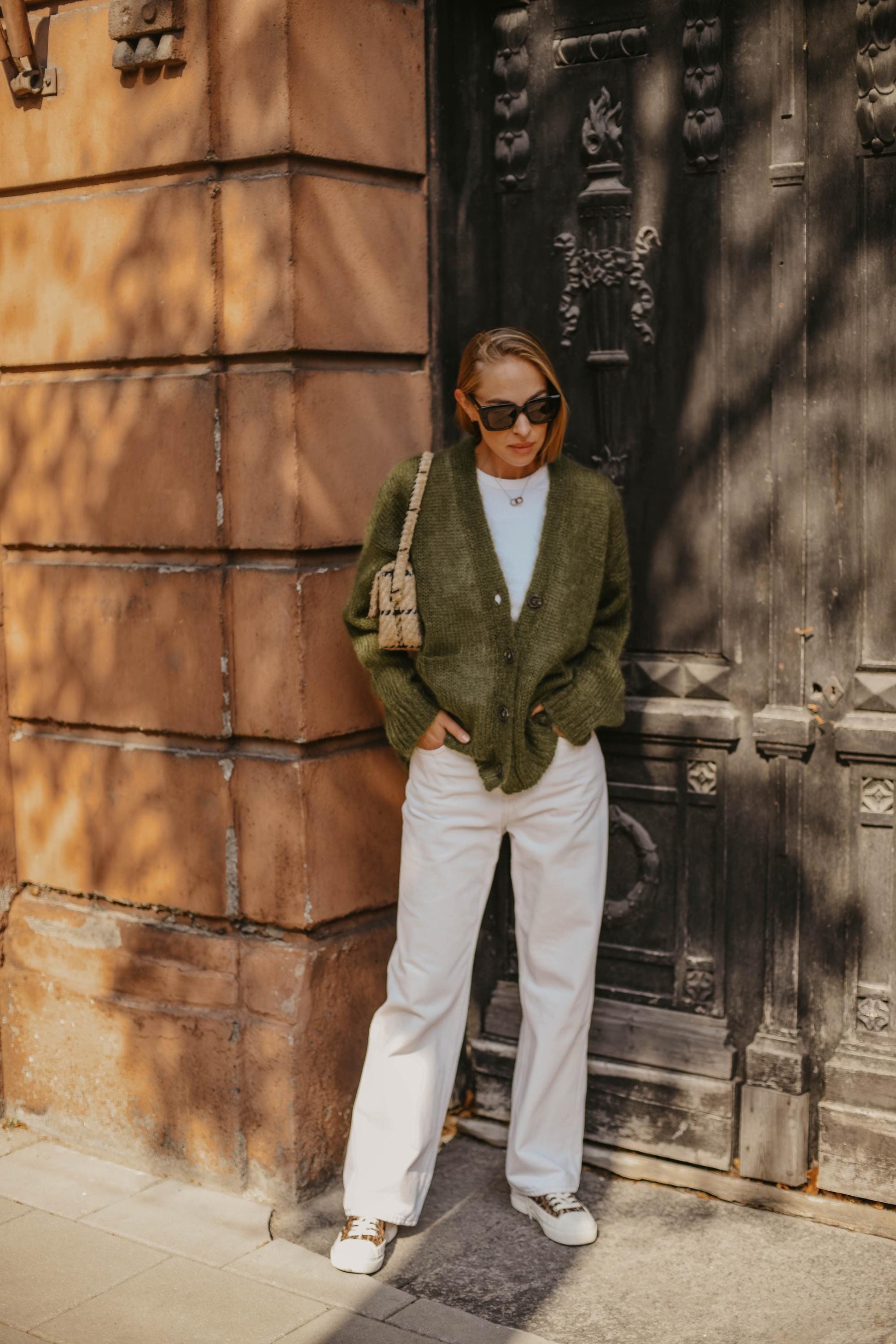 Green cable knit fluffy mohair wool buttoned cardigan with pockets,moss chunky knitted fuzzy slightly oversized thick fall sweater for women