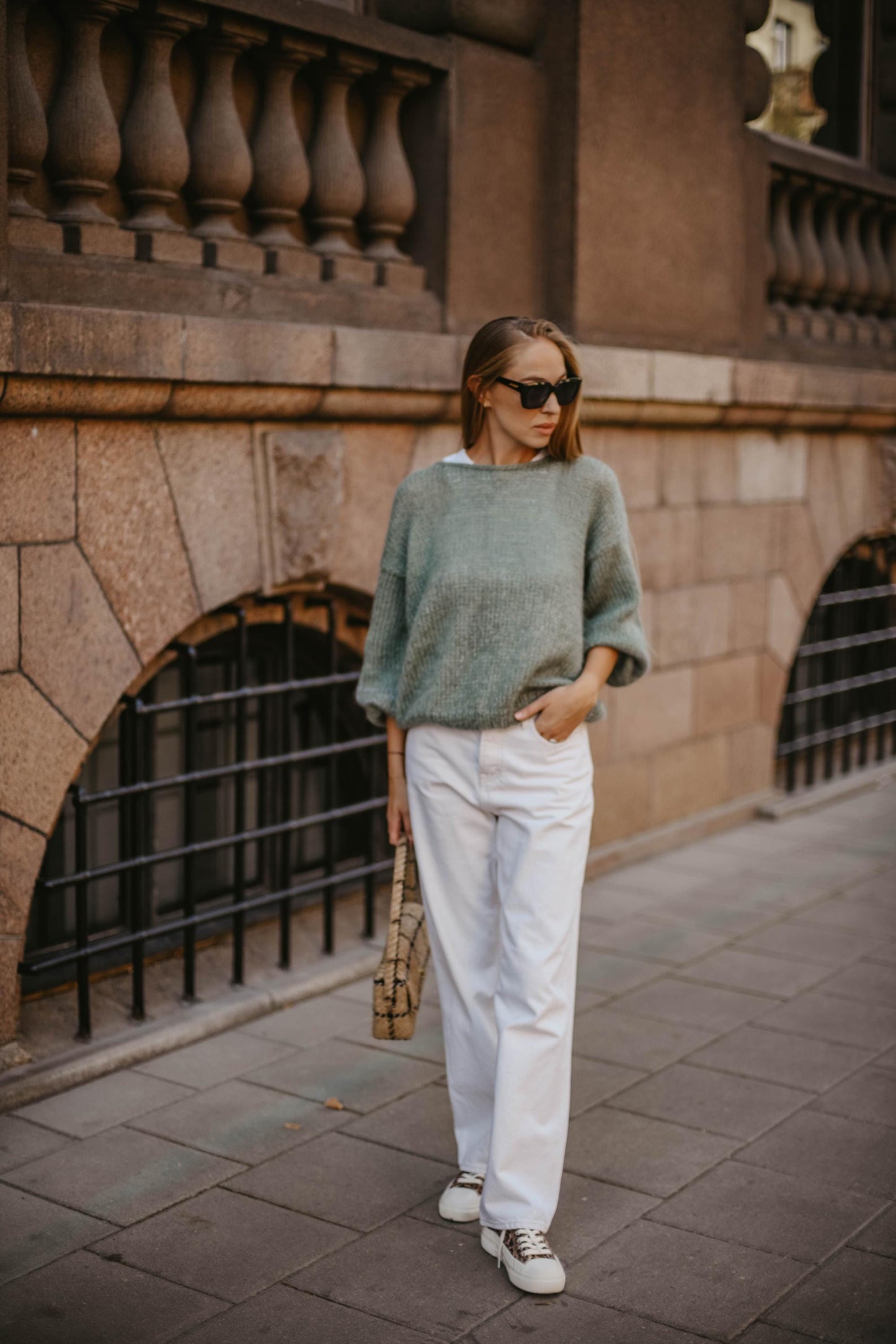 Sage green mohair chunky knitted thick sweater, sea green handmade alpaca wool blend fuzzy jumper, fluffy cable knit pullover, fall pull xxl