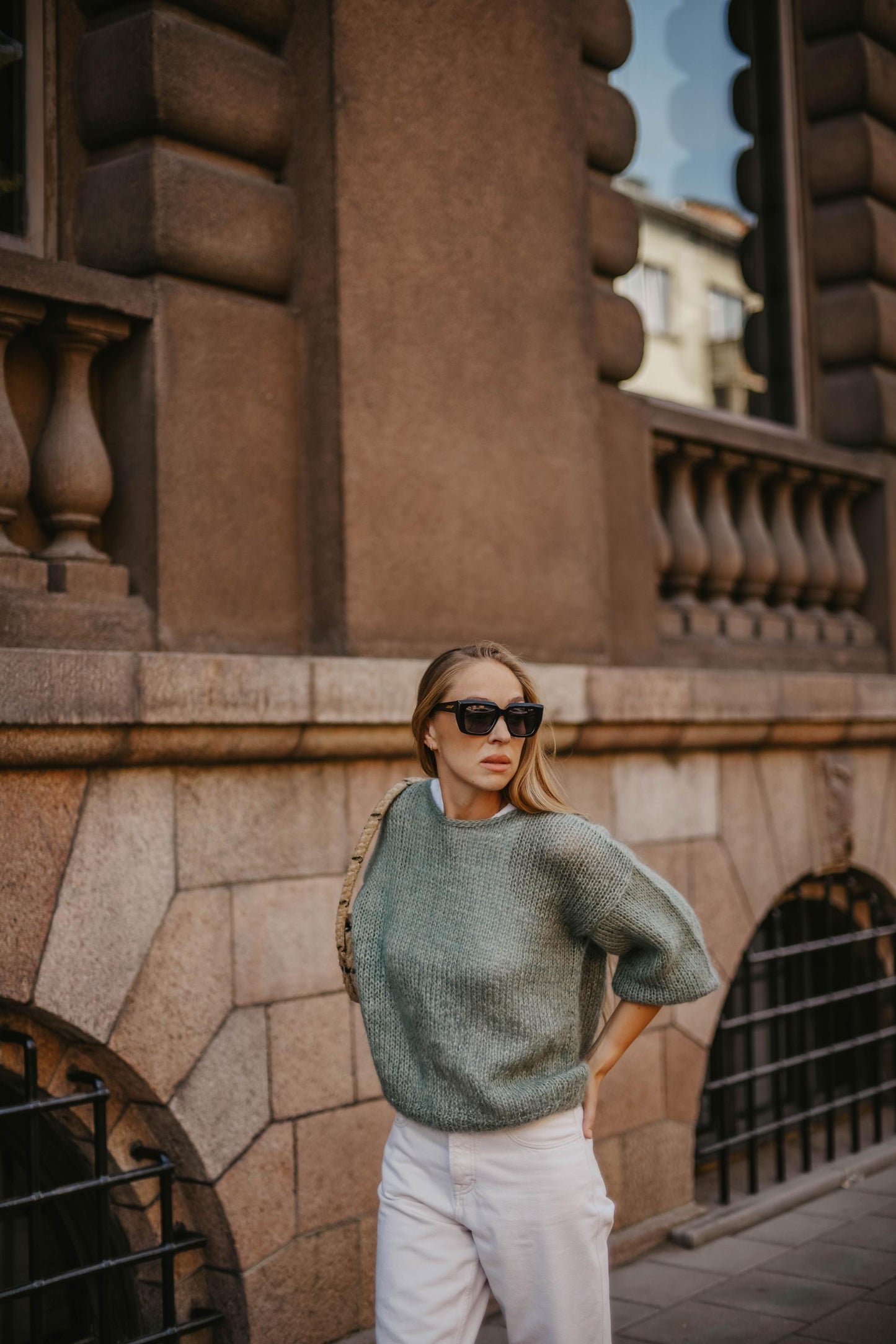 Sage green mohair chunky knitted thick sweater, sea green handmade alpaca wool blend fuzzy jumper, fluffy cable knit pullover, fall pull xxl