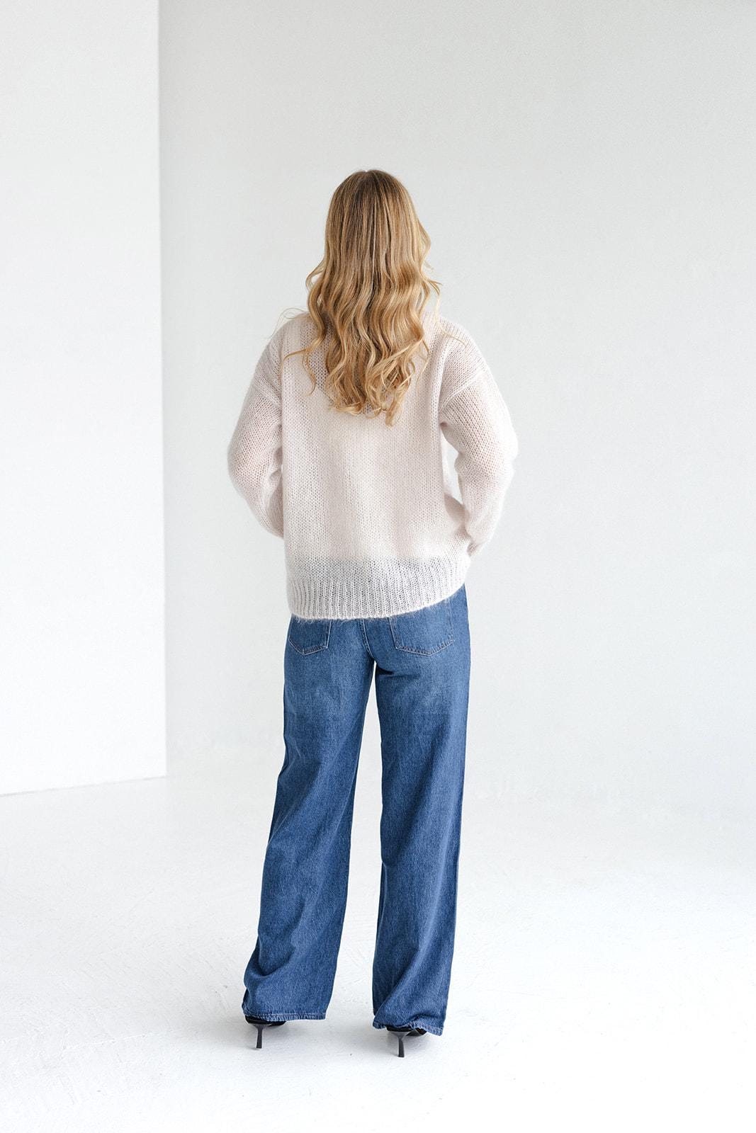 Fluffy Cable Knit Mohair Cardigan With Pockets And Buttons