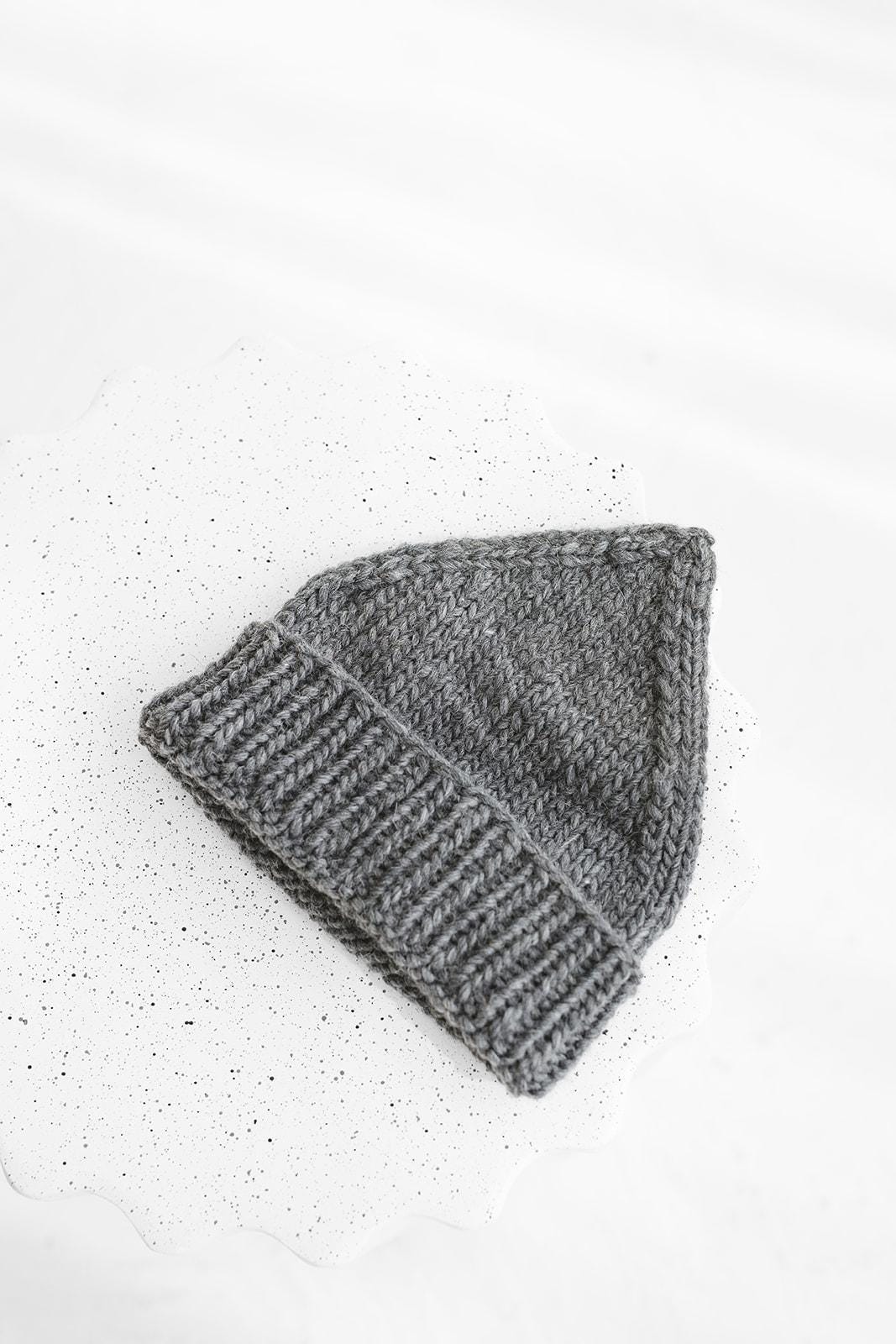 Black Chunky Knit Winter Wool Hat For Woman, Cable Knitted Woolen Grey Unisex Beanie, Handmade gift