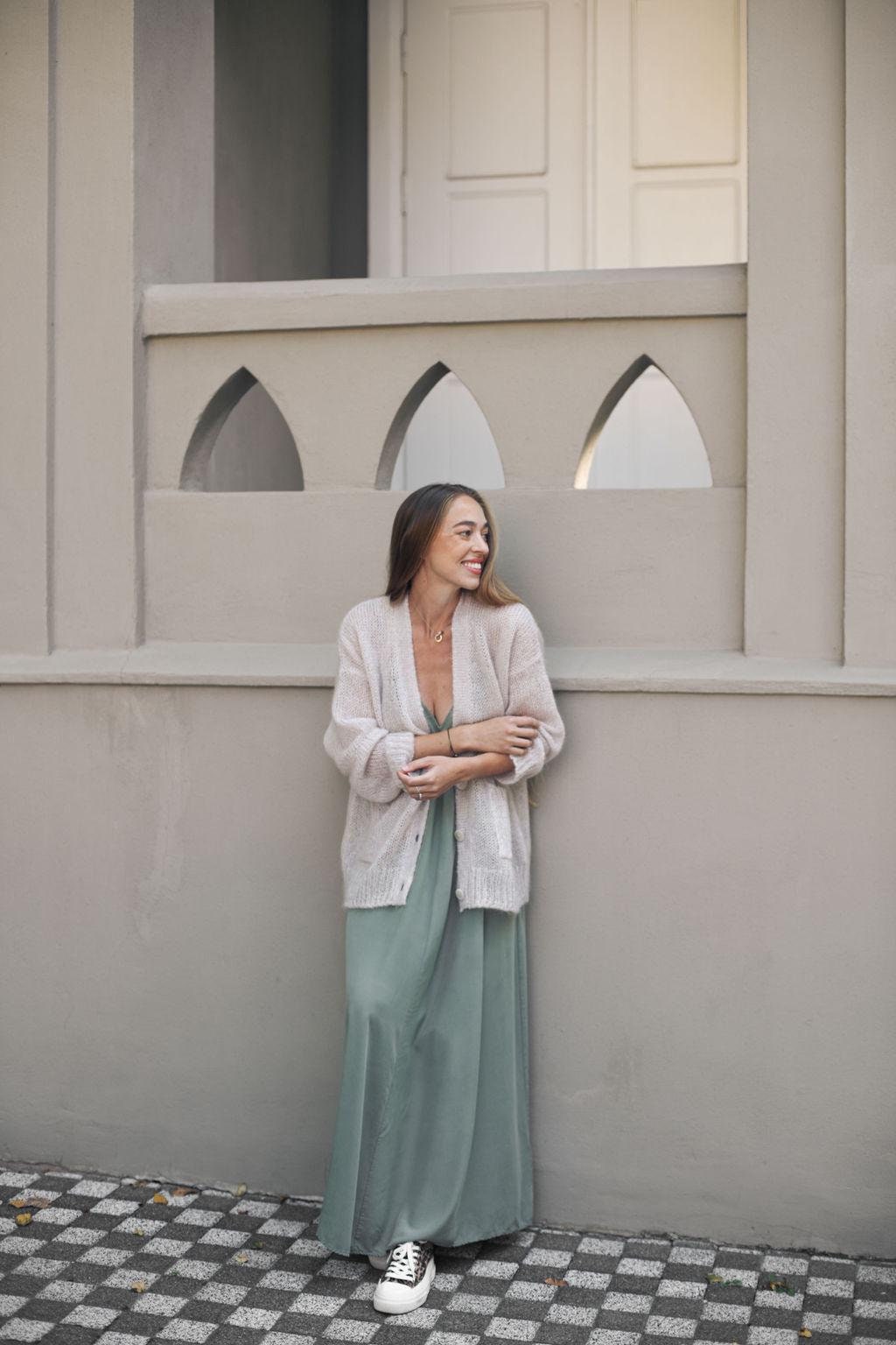 Bottoned Knitted Mohair And Silk Women's Fluffy Cardigan With Pockets, Cable Knit Fuzzy Wool Fall Sweater With Buttons, Slightly Oversized