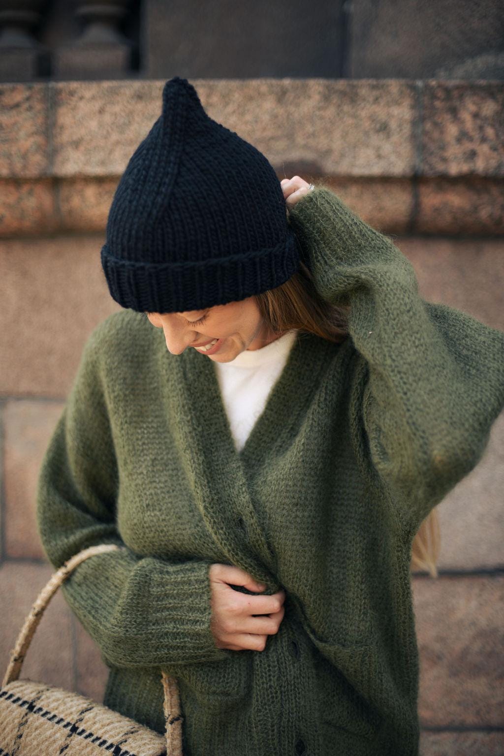 Gray Chunky Knit Winter Wool Hat For Woman, Cable Knitted Woolen Grey Unisex Beanie, Handmade gift