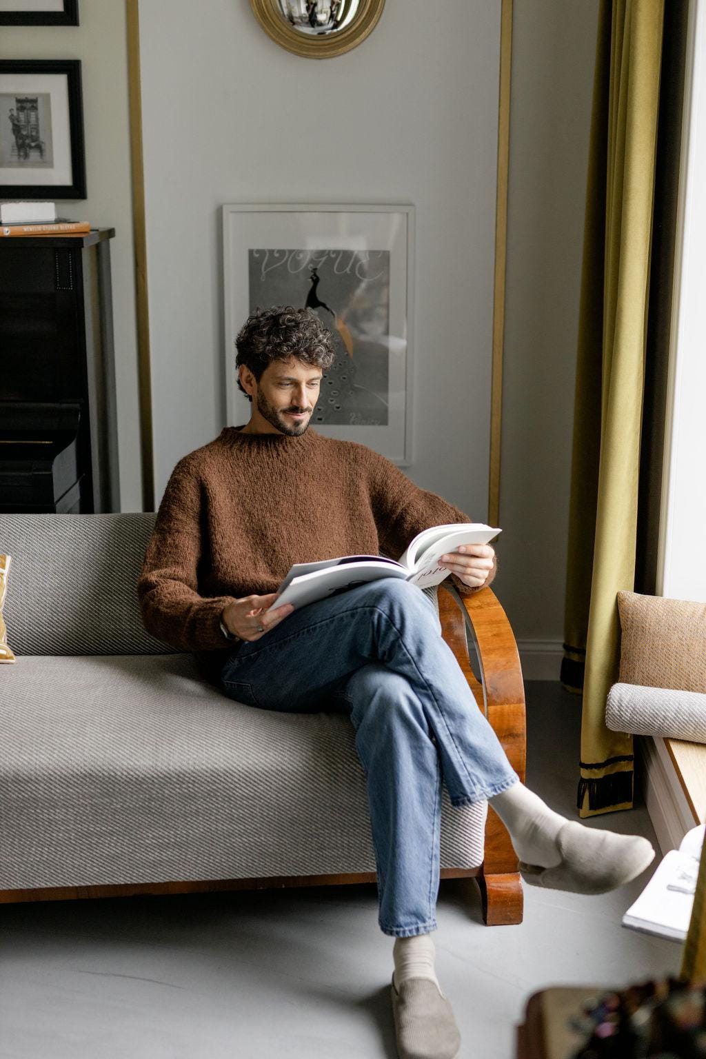 Chunky knit light gray alpaca wool sweater for men, grey cable knitted men's jumper, handmade thick winter minimalist pullover, gift for man