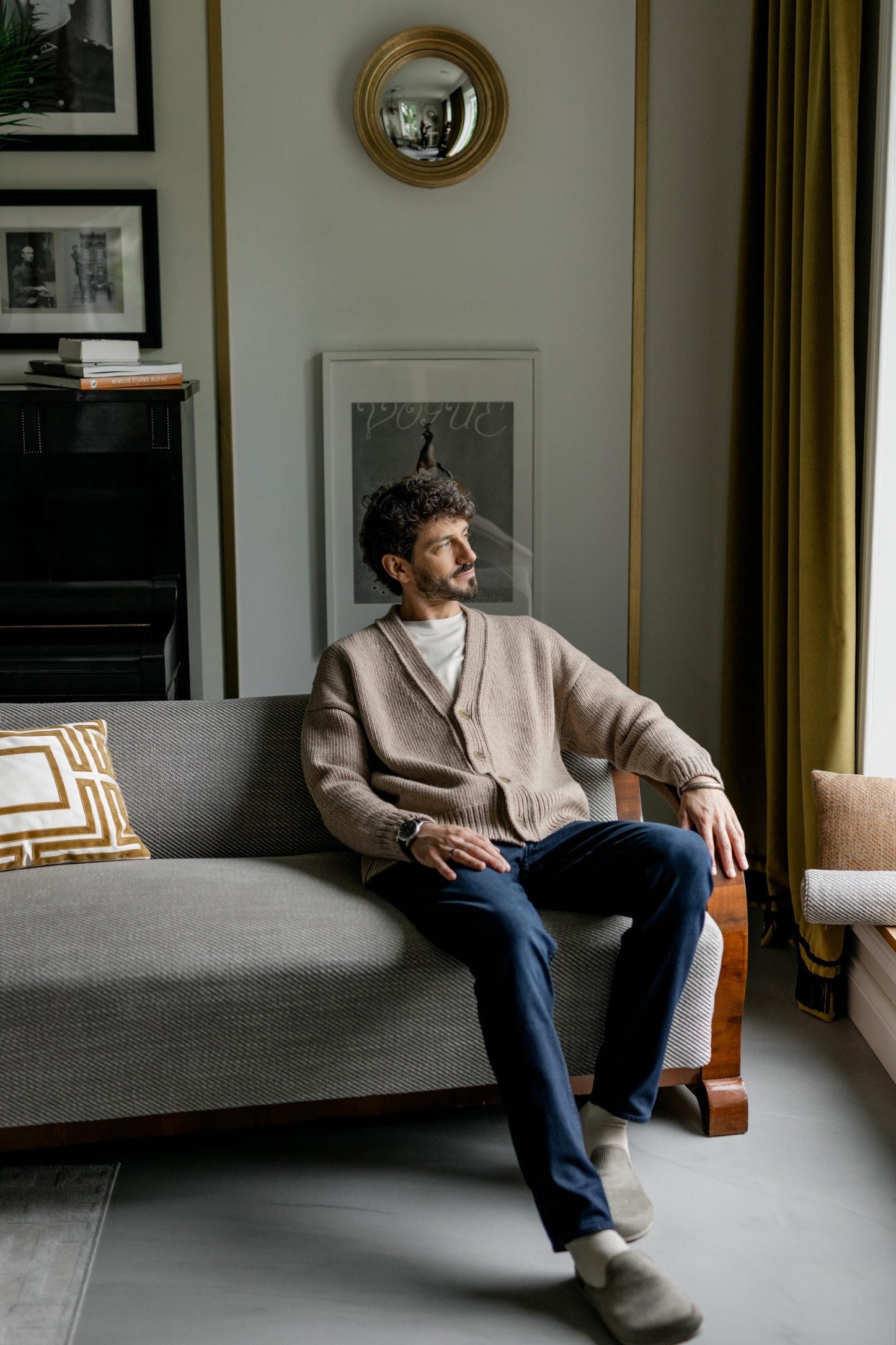 Gray Cgunky Knit Merino Wool Cardigan With Buttons And Pockets For Man, Grey Cable Knitted Scandinavian Style Men's Sweater, Gift For Him