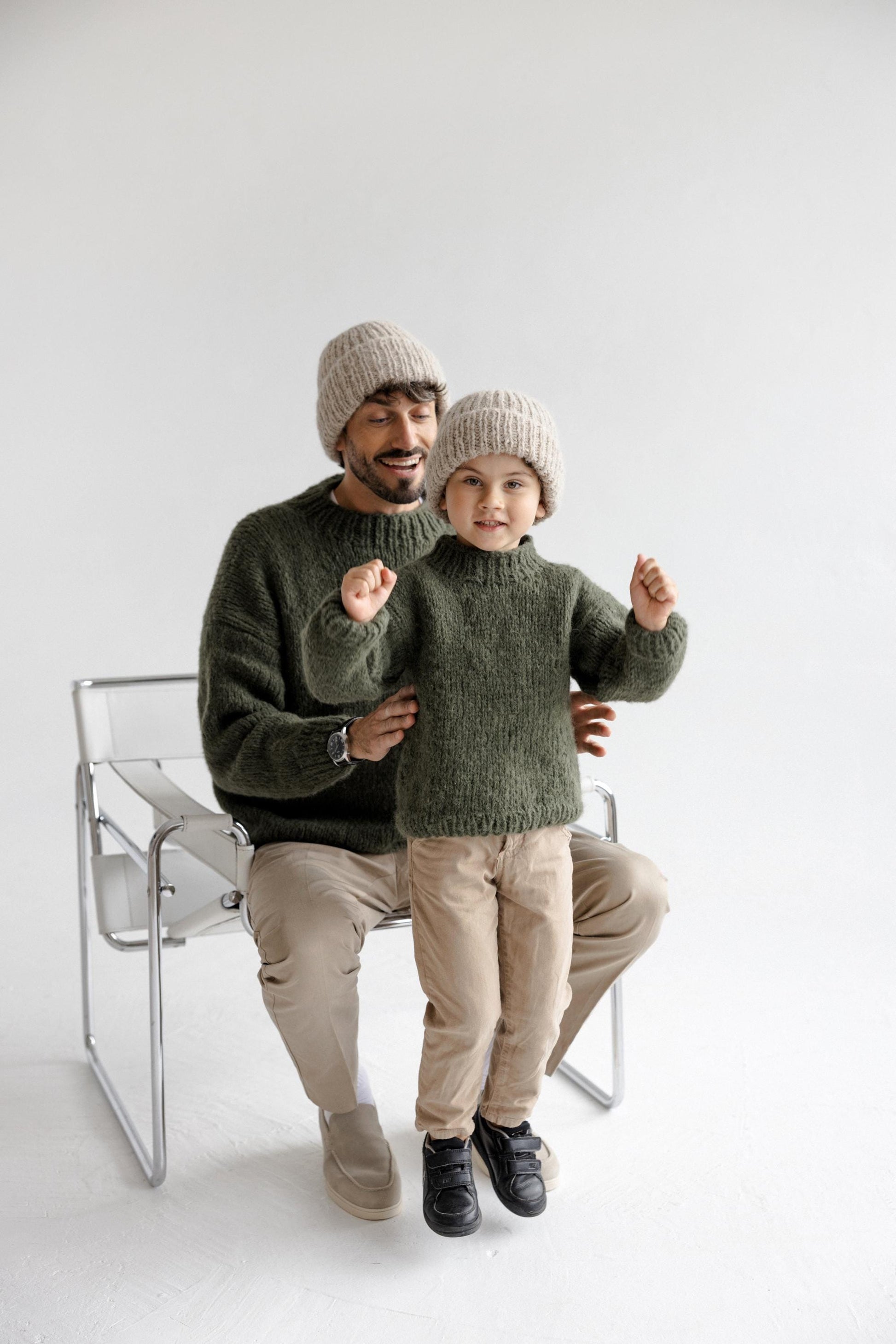 Handmade Mini Me Family Matching Cable Knit Woolen Winter Hats, Mommy And Me, Daddy And Me Chunky Knitted Alpaca Wool Beanies, Family Gift