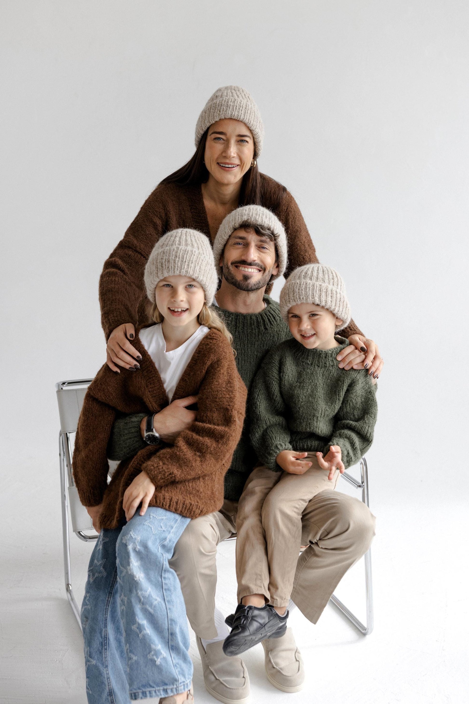 Matching Daddy and Me Cable Knit Alpaca Wool Sweaters, Gray Chunky Knitted Mini Me Jumpers, Father Son Matching Pullovers,Family Outfit Set