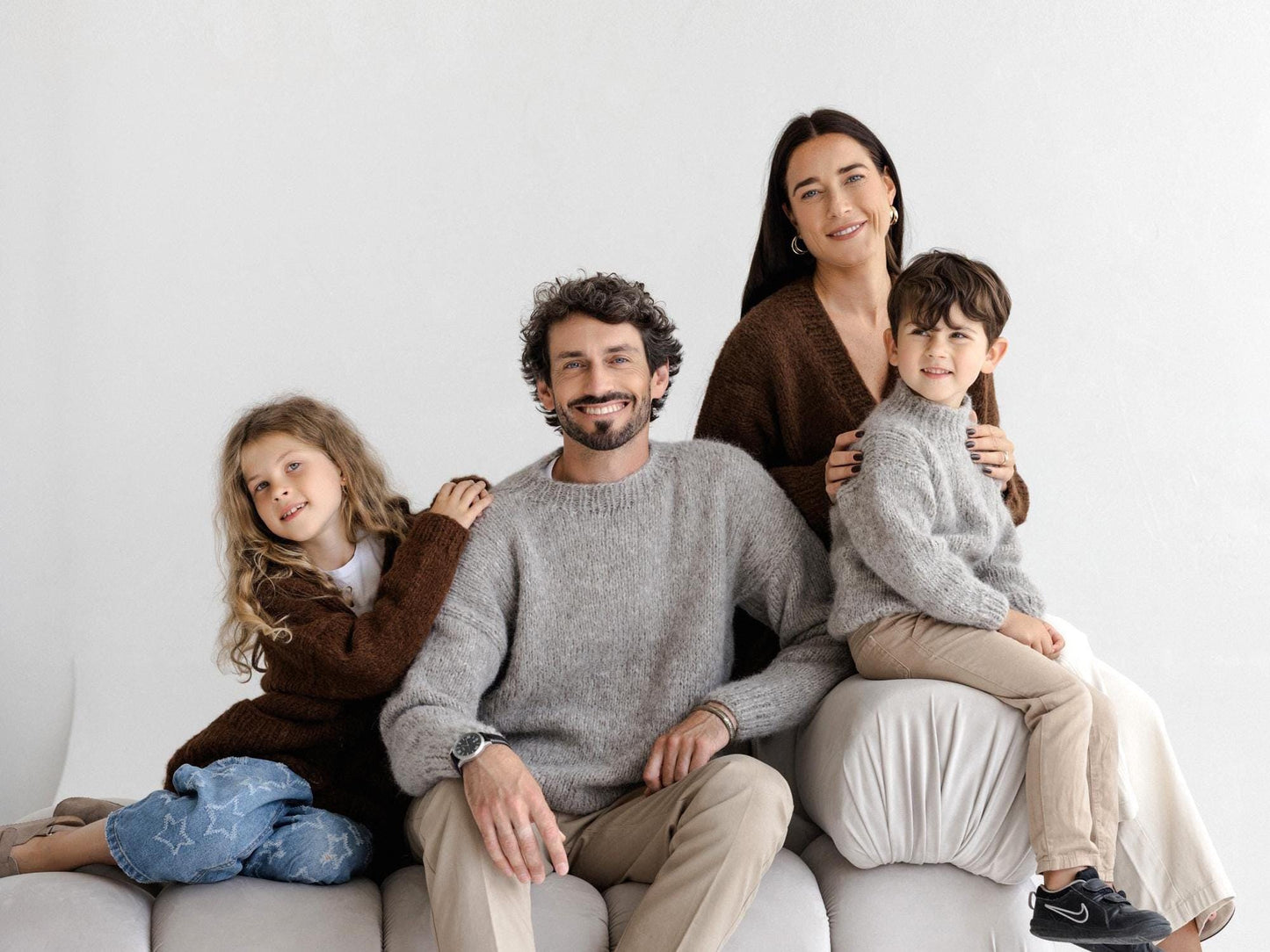 Matching Daddy and Me Cable Knit Alpaca Wool Sweaters, Gray Chunky Knitted Mini Me Jumpers, Father Son Matching Pullovers,Family Outfit Set