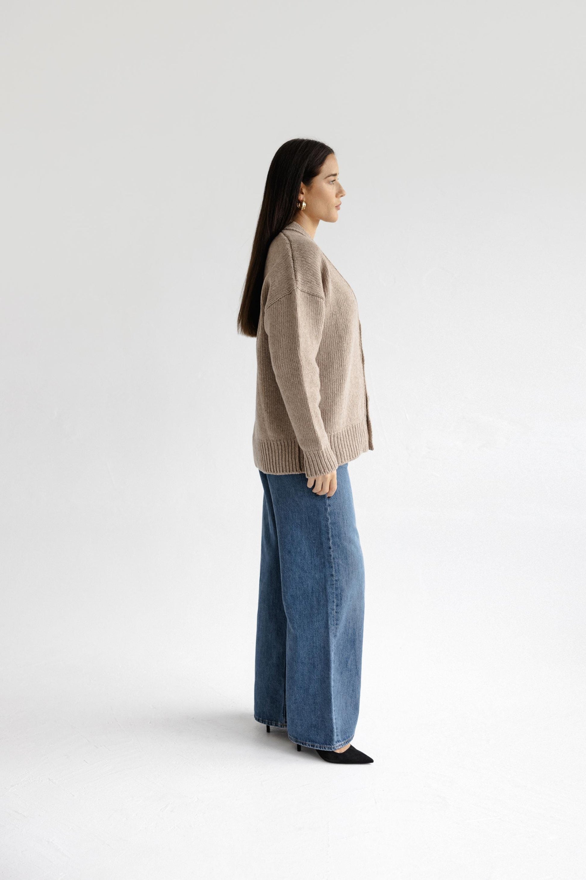 Chunky Knitted Merino Wool Cardigan With Buttons