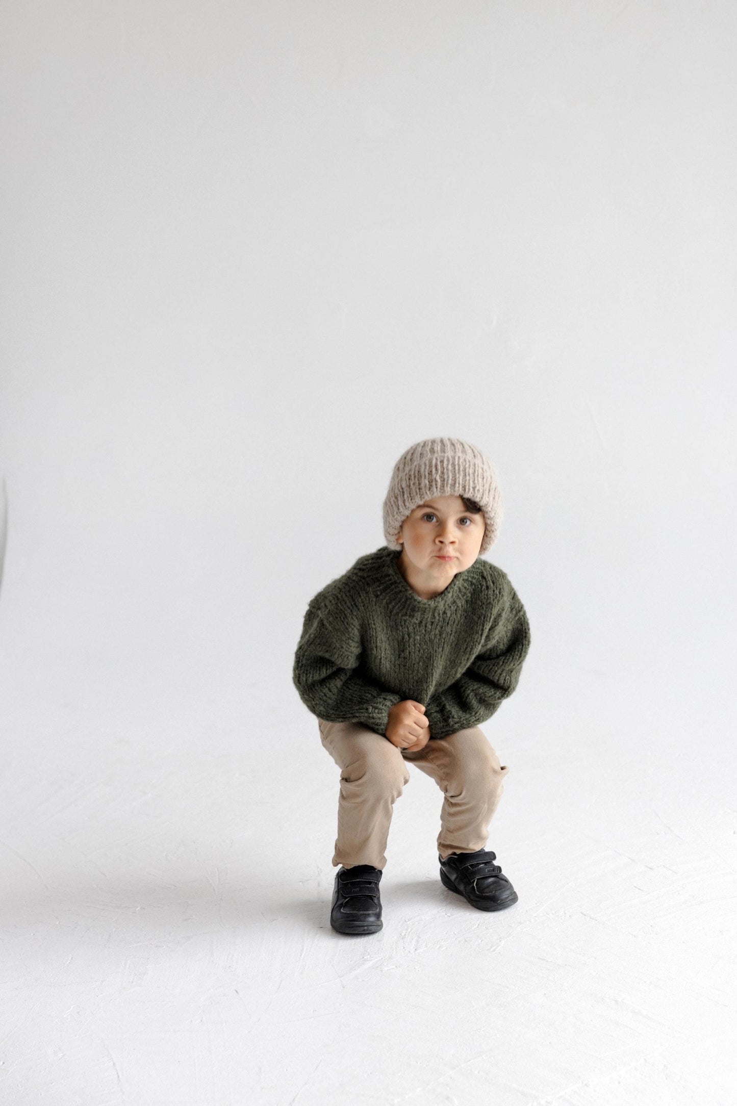 Beige Handmade Cable Knit Alpaca Wool Winter Hat, Camel Warm Beanie For Brother And Sister, Matching Family Accessories