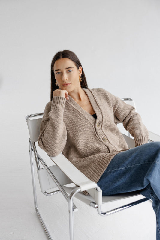 Chunky Knitted Merino Wool Cardigan With Buttons