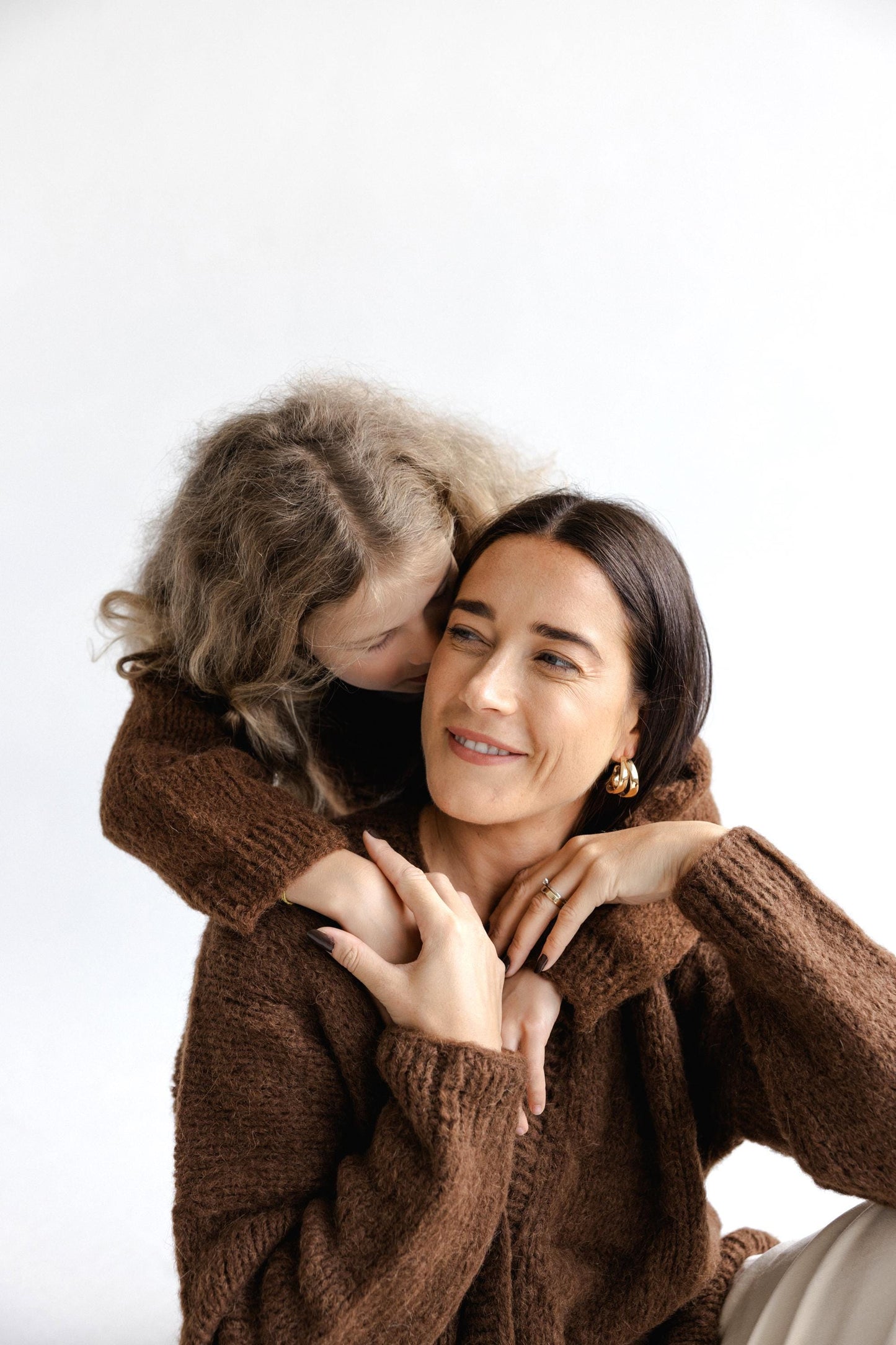 Matching Mommy and Me Cable Knit Cardigans, Brown Me & Mini Me, Mother And Daughter Matching Cardigans With Buttons and Pockets, Family Gift