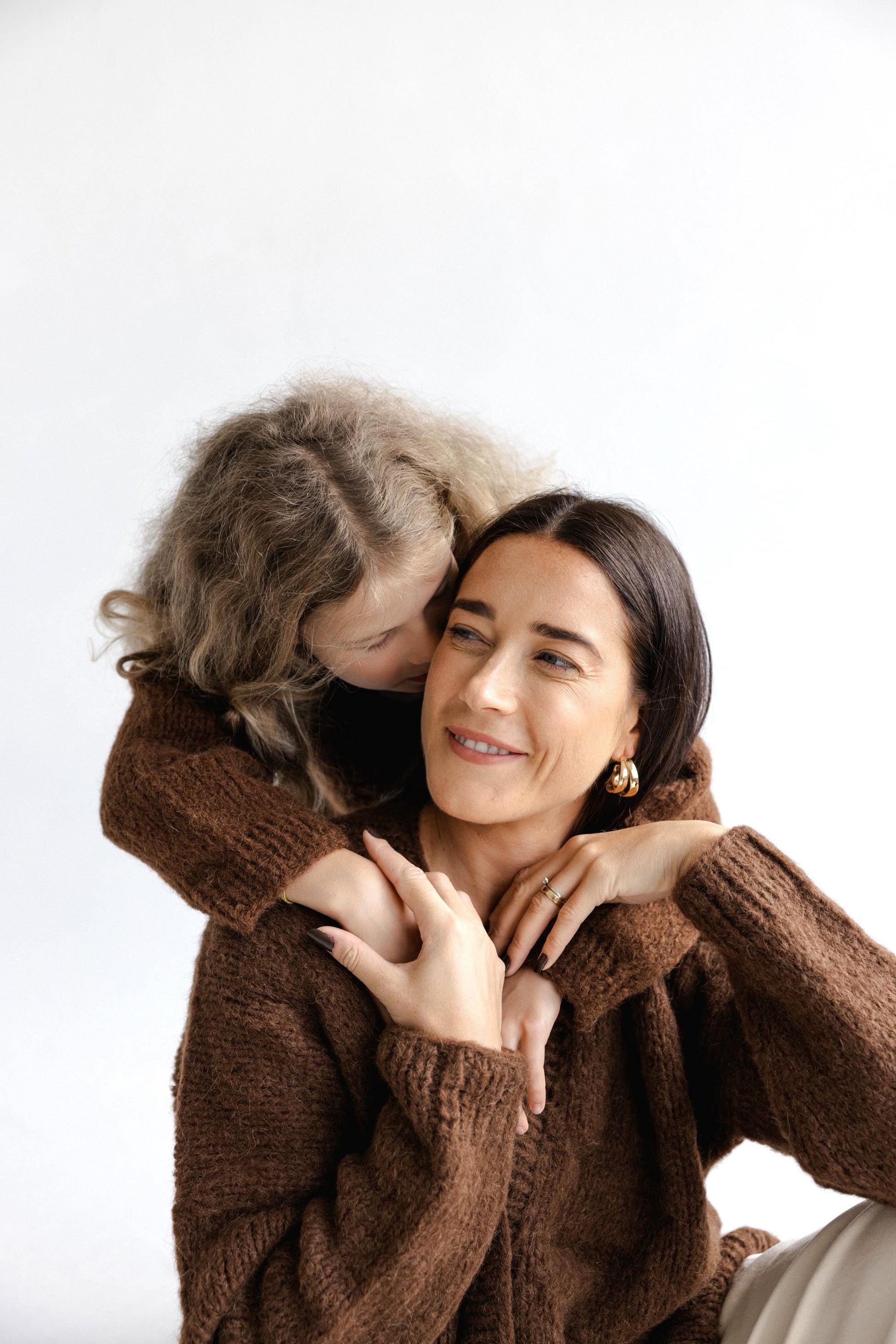 Matching Mommy and Me Cable Knit Cardigans, Brown Me & Mini Me, Mother And Daughter Matching Cardigans With Buttons and Pockets, Family Gift