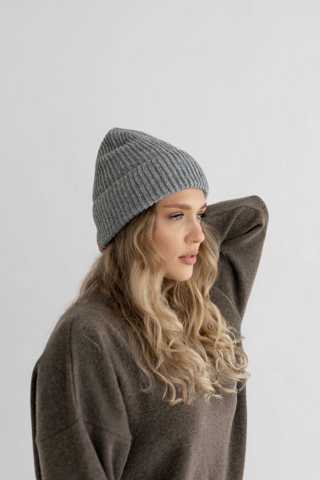 Orange Ribbed Knit Merino Wool Women's Fall Winter Hat