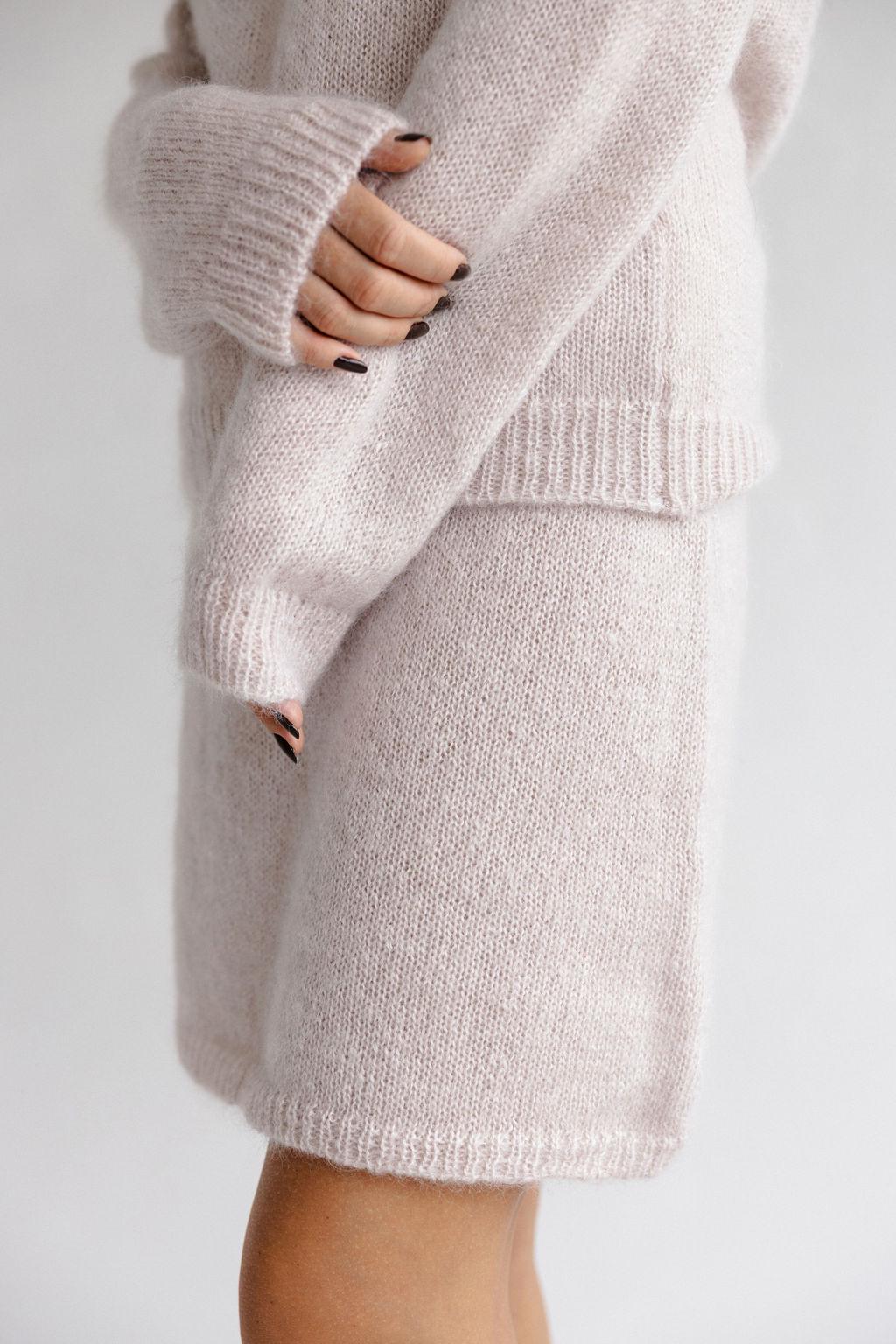 Fluffy Pastel Pink Thick Knitted Mohair Mini Skirt