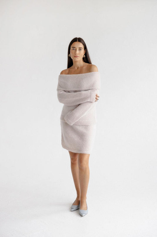 Fluffy Pastel Pink Thick Knitted Mohair Mini Skirt
