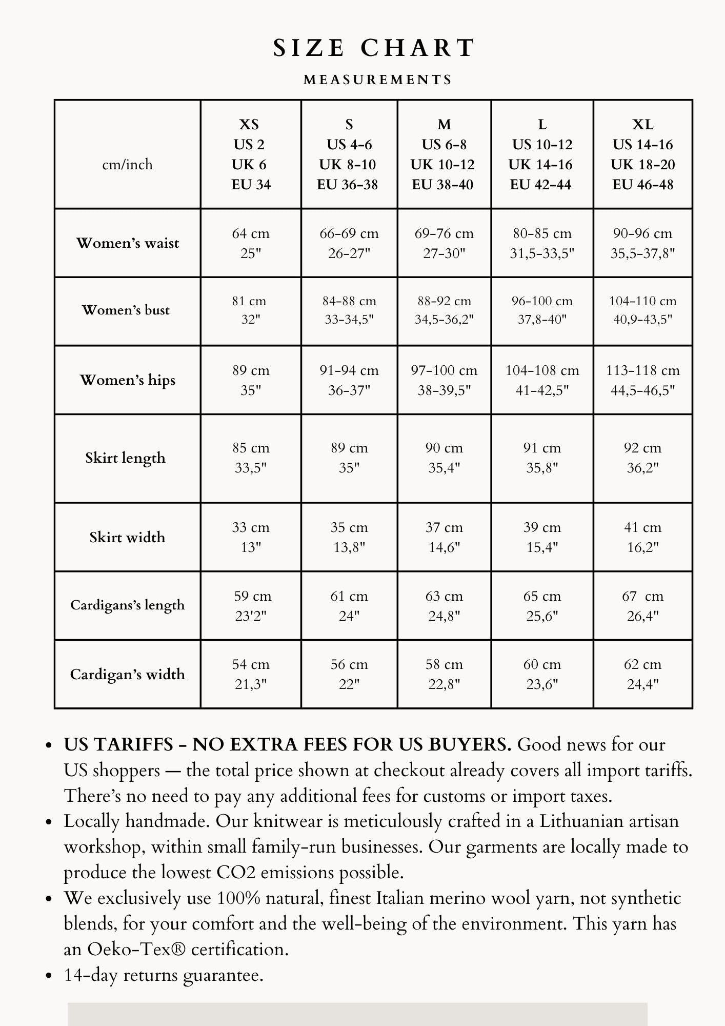 Beige Merino Wool Cardigan And Skirt Set