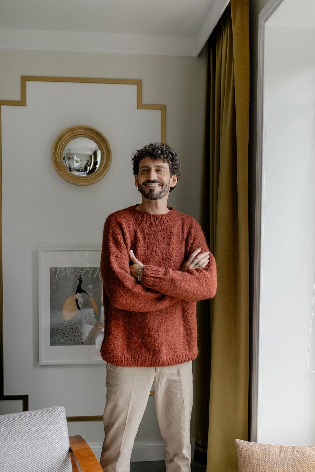 Rust Chunky Knitted Alpaca Wool And Silk Blend Handmade Sweater For Men, Thick And Soft Woolen Knit Winter Men's Jumper, Pullover Gift