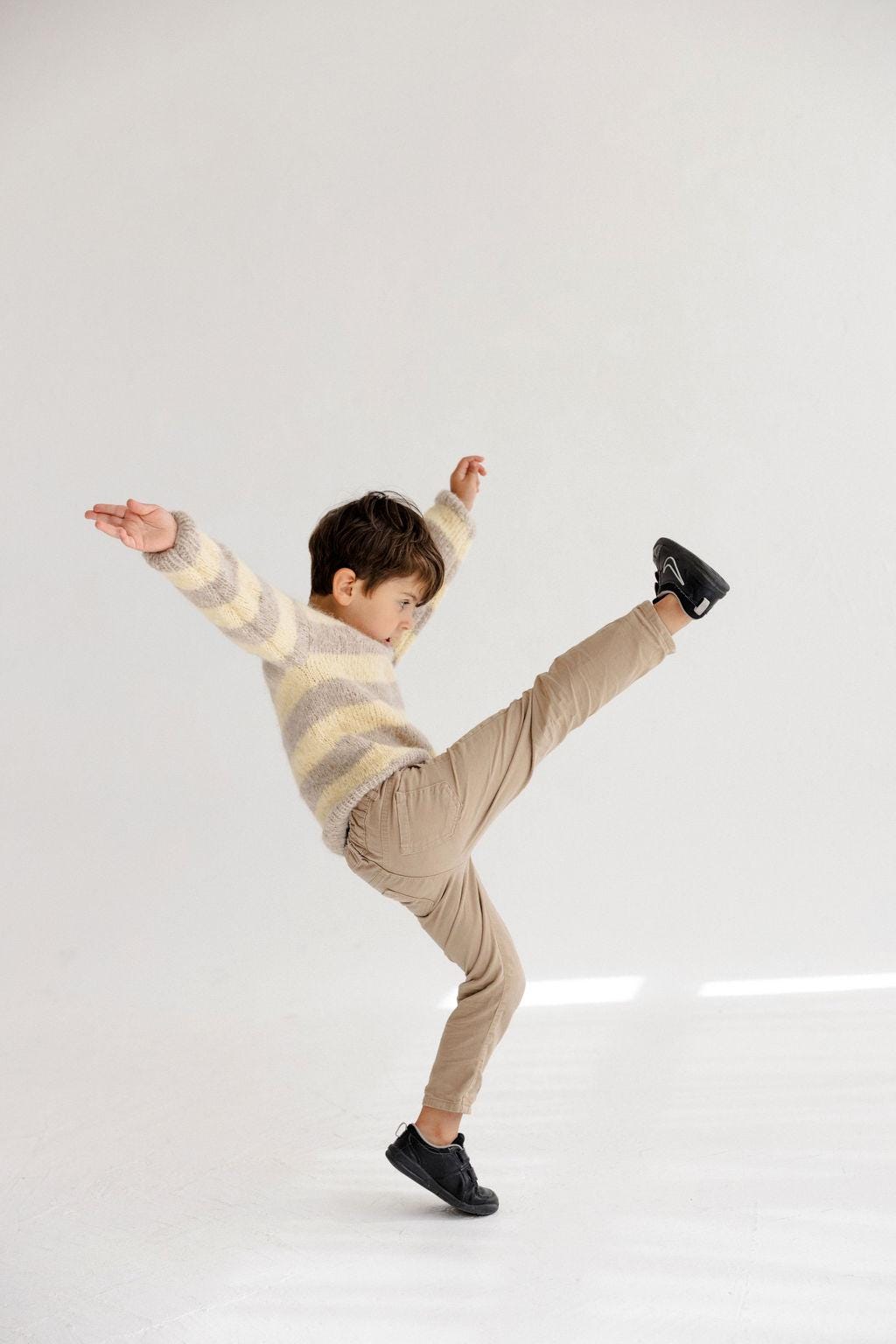 Handmade Striped Yellow and Beige Alpaca And Silk Blend Knitted Kids Sweater, Boy Knit Pullover, Toddler Jumper