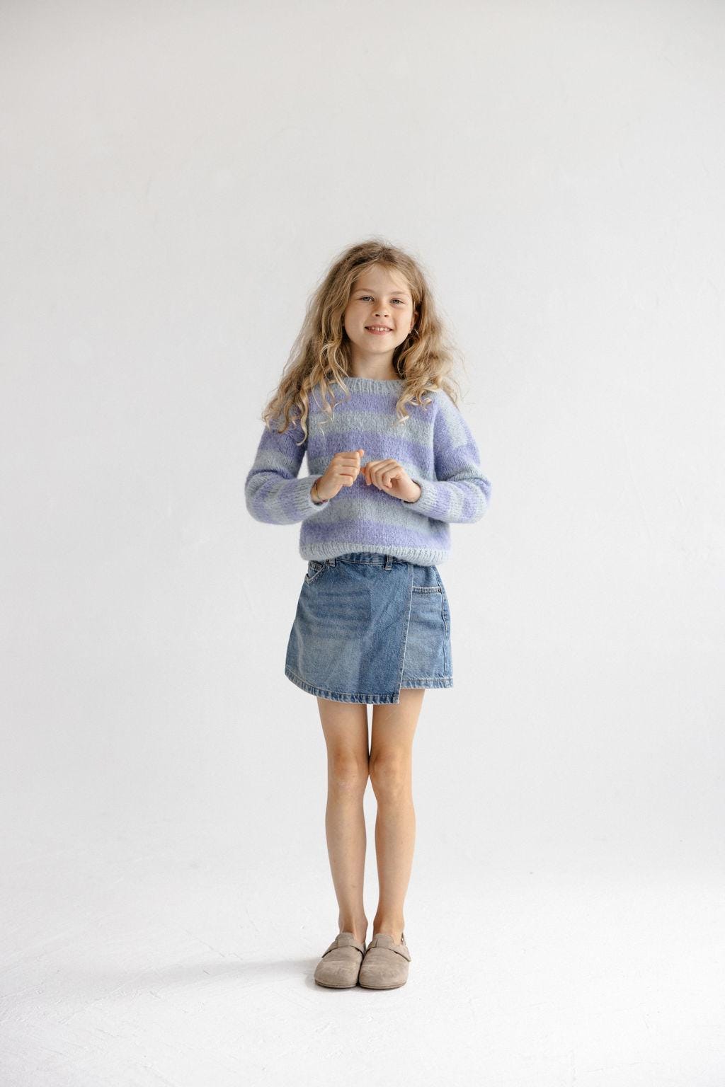 Handmade Striped Yellow and Beige Alpaca And Silk Blend Knitted Kids' Sweater, Matching Brother And Sister Knit Pullover, Toddler Jumper