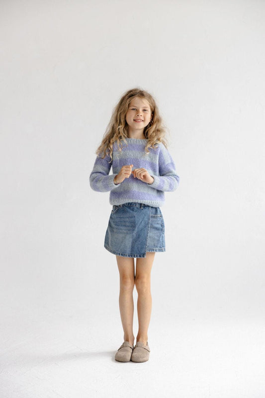 Handmade Alpaca And Silk Blend Knitted Kids' Sweater, Girl's Knit Pullover, Toddler Jumper