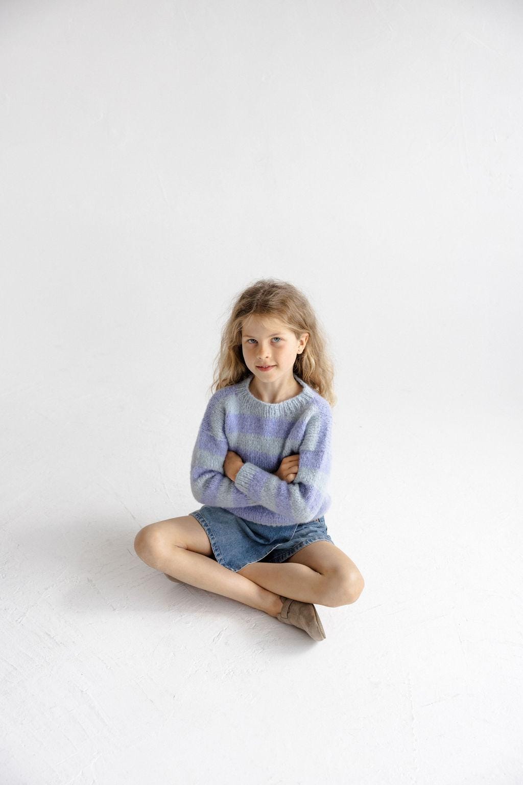 Handmade Striped Yellow and Beige Alpaca And Silk Blend Knitted Kids' Sweater, Matching Brother And Sister Knit Pullover, Toddler Jumper